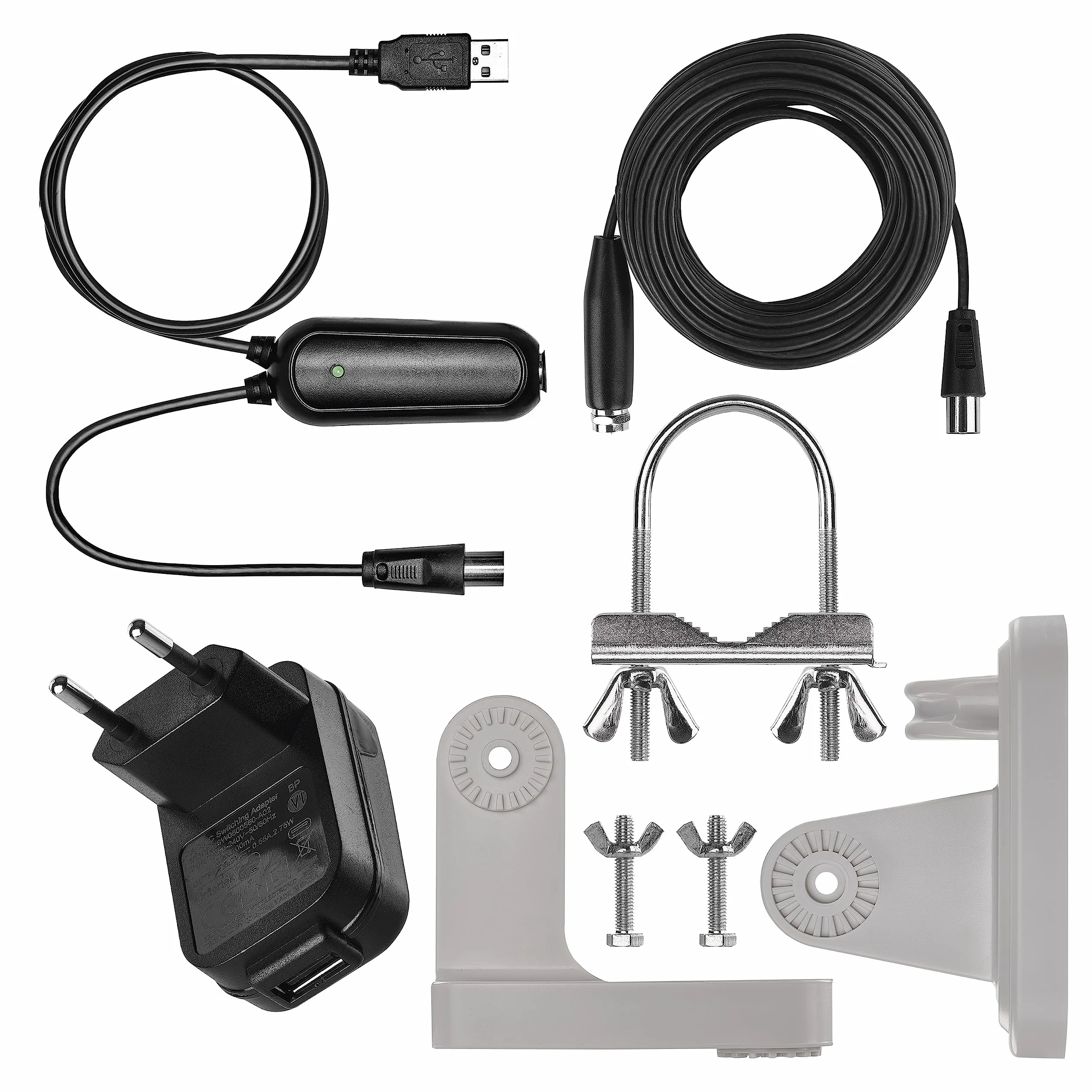 EMOS Antena Digital Activa Village, Exterior, FM/Dab/DVB-T/T2, Amplificador, LTE/4G/5G, Alcance 0–80 km, 360°, Resistente Intemperie/UV