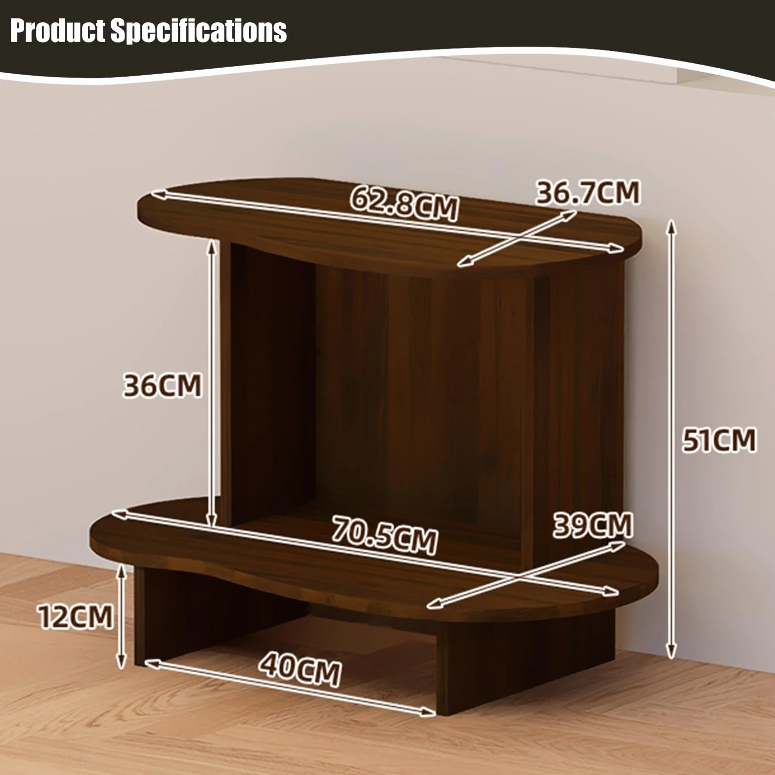 Soporte para Tocadiscos de 2 Niveles, Mesa para Discos de Vinilo para Discos, Muebles de Grabador, Estantería para Estudio, Dormitorio, Estilo Industrial(Negro)