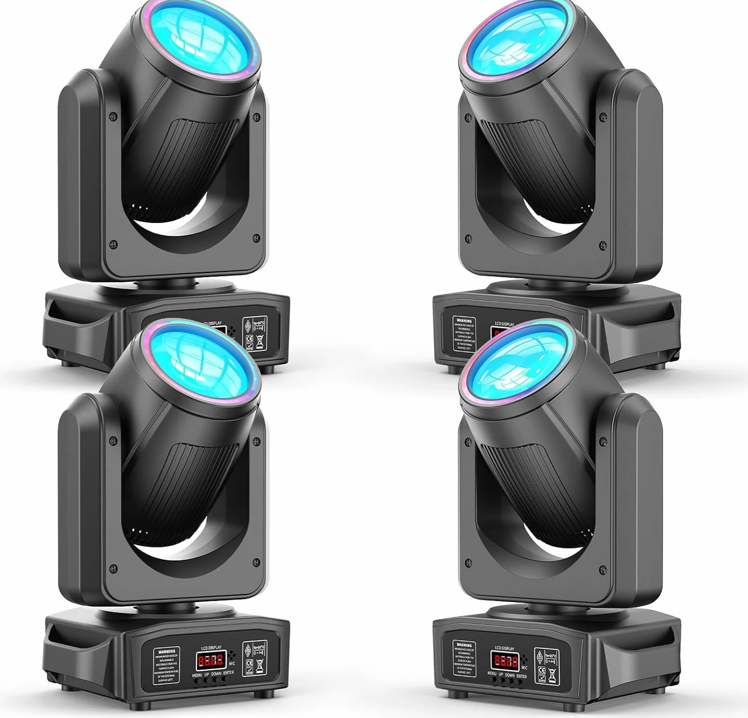 4 unidades 150W Cabeza Móvil LED Luces de DJ 18 prismas giratorios luz Foco Luces de Discoteca 8 gobos con DMX512 para Fiesta Disco DJ Club Show Bar Boda