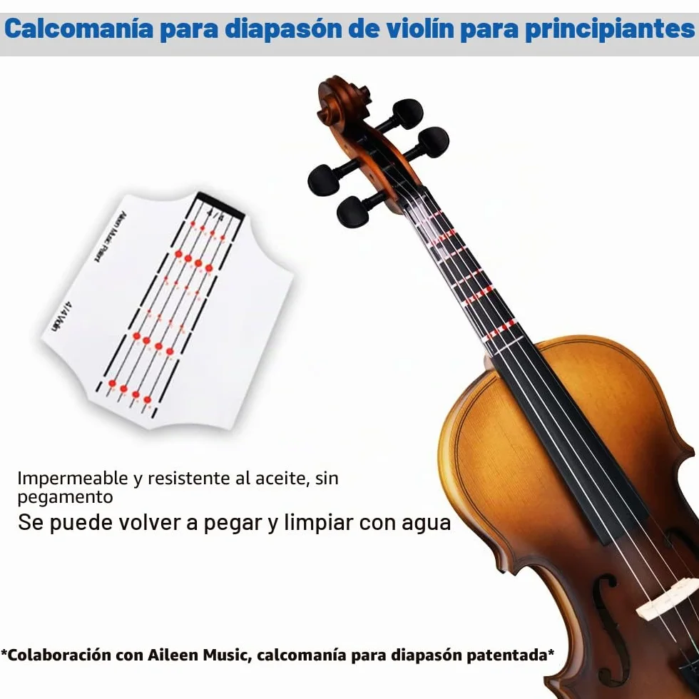 ADM Violín 1/2 para Niños Principiantes de 6 a 9 Años con Adhesivo para el Diapasón, Reposahombros y Afinador