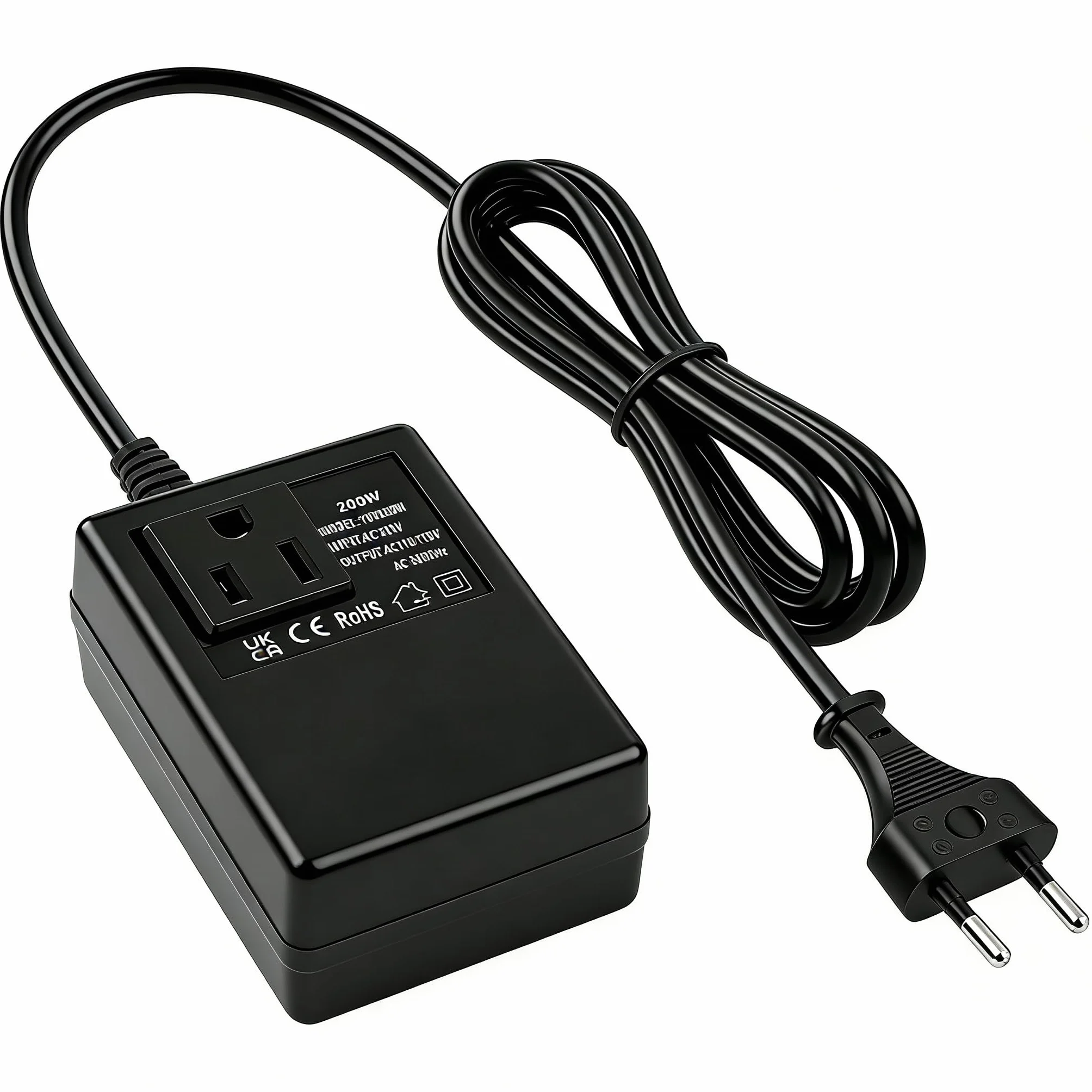 Transformador 220V a 110V Convertidor de Voltaje 200W Adaptador Reductor de Corriente para Viajes Internacionales Enchufe