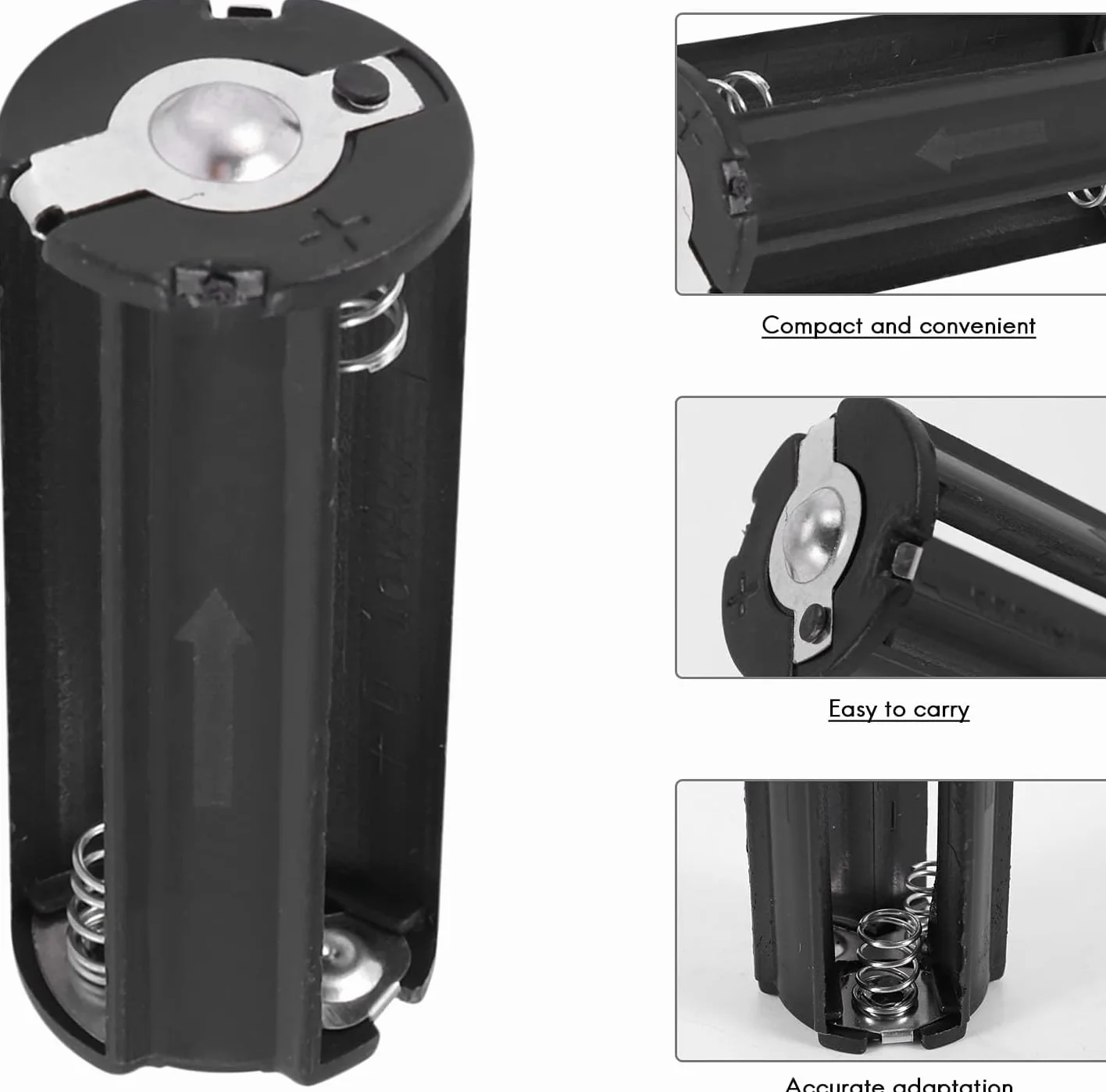 2 piezas negro soporte para batería 3 x 1,5 V AAA pilas antorcha
