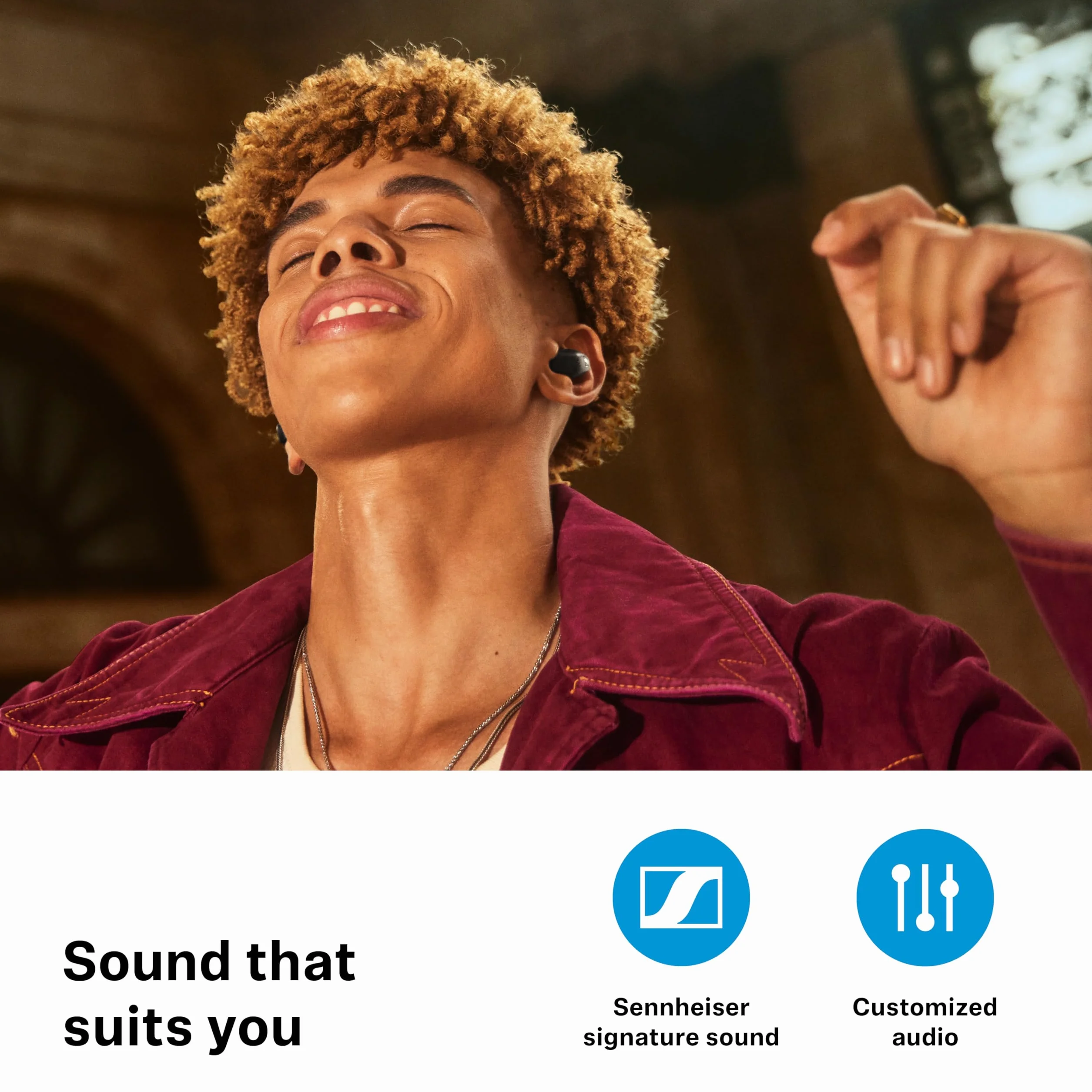 Sennheiser ACCENTUM True Wireless Auriculares - Sonido nítido con ANC híbrida, diseño ergonómico, 28 Horas de duración de batería, Interfaz táctil y Calidad de Llamada con Doble micrófono - Negro