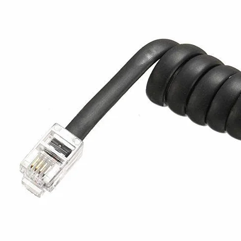 Cable telefónico spiral 4 hilos RJ10 2m negro