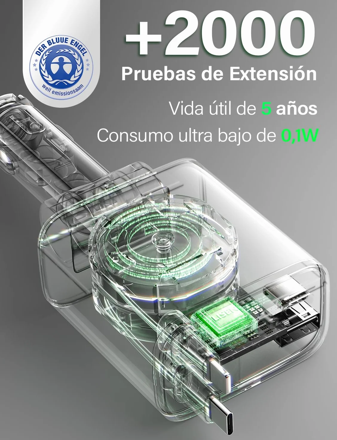 LISEN 84W Cargador Coche Carga Rápida Retráctil USB-C PD45W 12/24V para iPhone 17 13 Xiaomi iPad Tablet Kindle