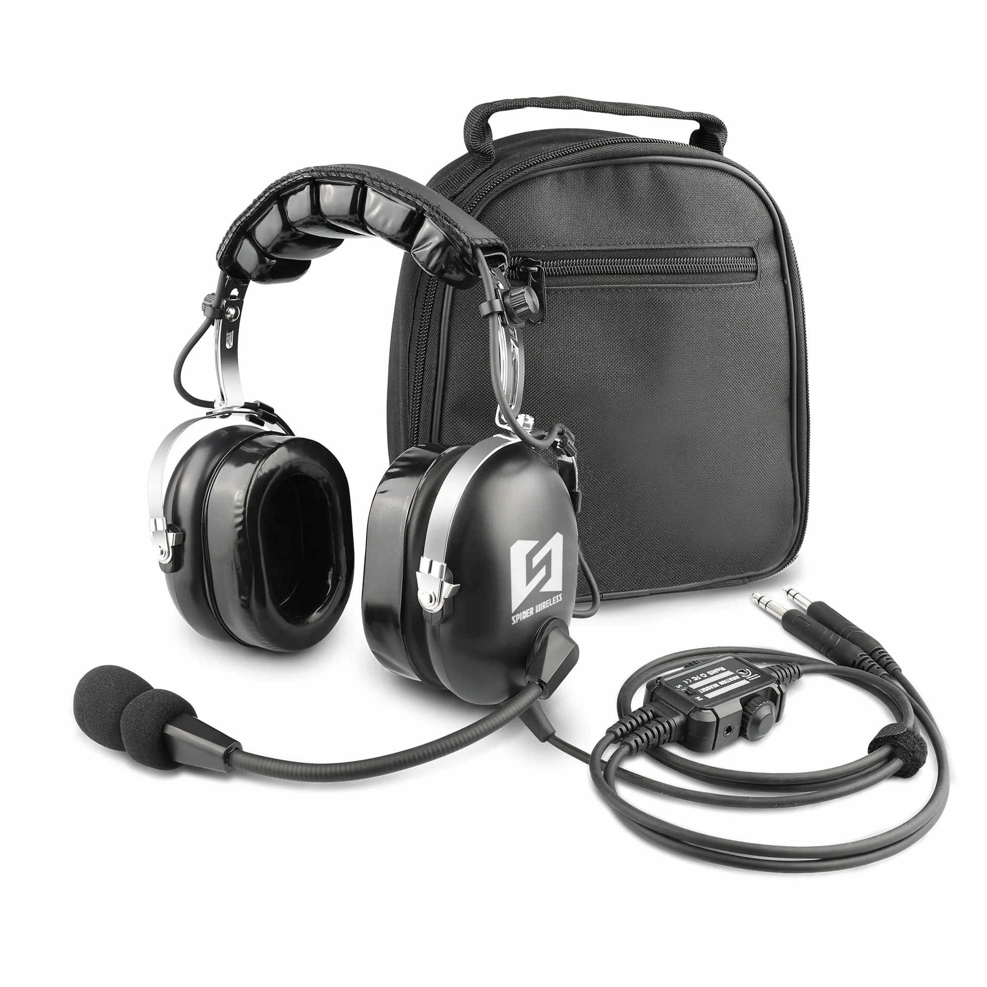 Auriculares de aviación general para piloto, compatibilidad mono y estéreo, micrófono con cancelación de ruido, cómodas almohadillas para los oídos, enchufes dobles GA, incluye bolsa