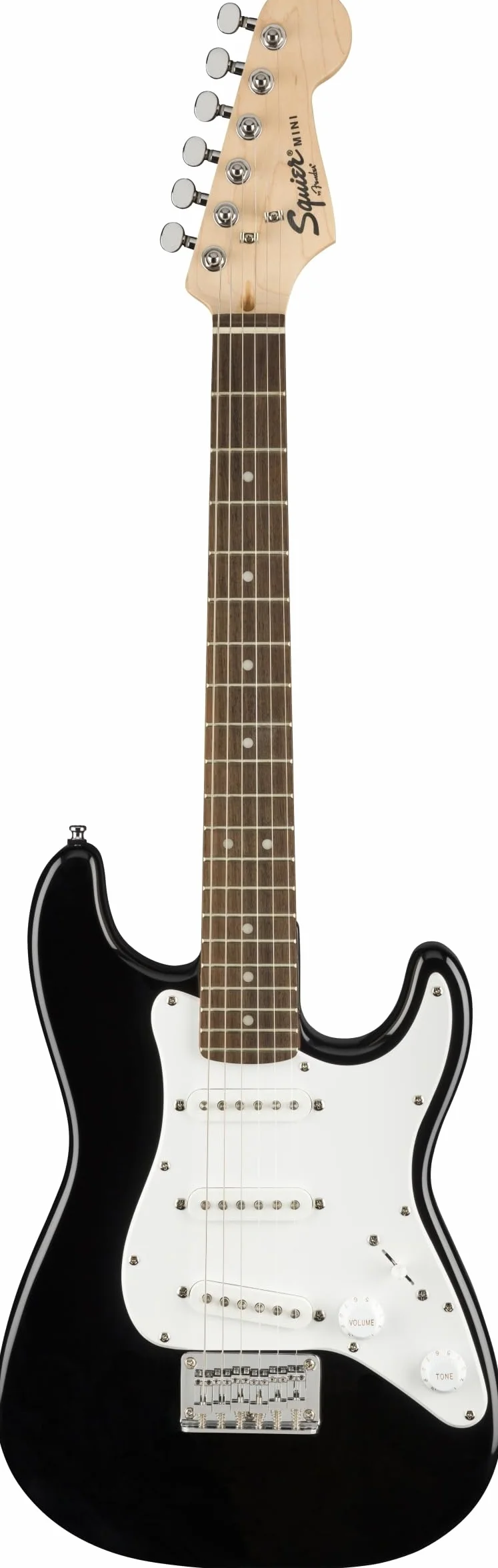 Pack de guitarra eléctrica Fender FSR Squier Electric Mini Stratocaster, color azul Daphne, ideal para principiantes. Incluye amplificador, cable, correa, púas y afinador de pinza.