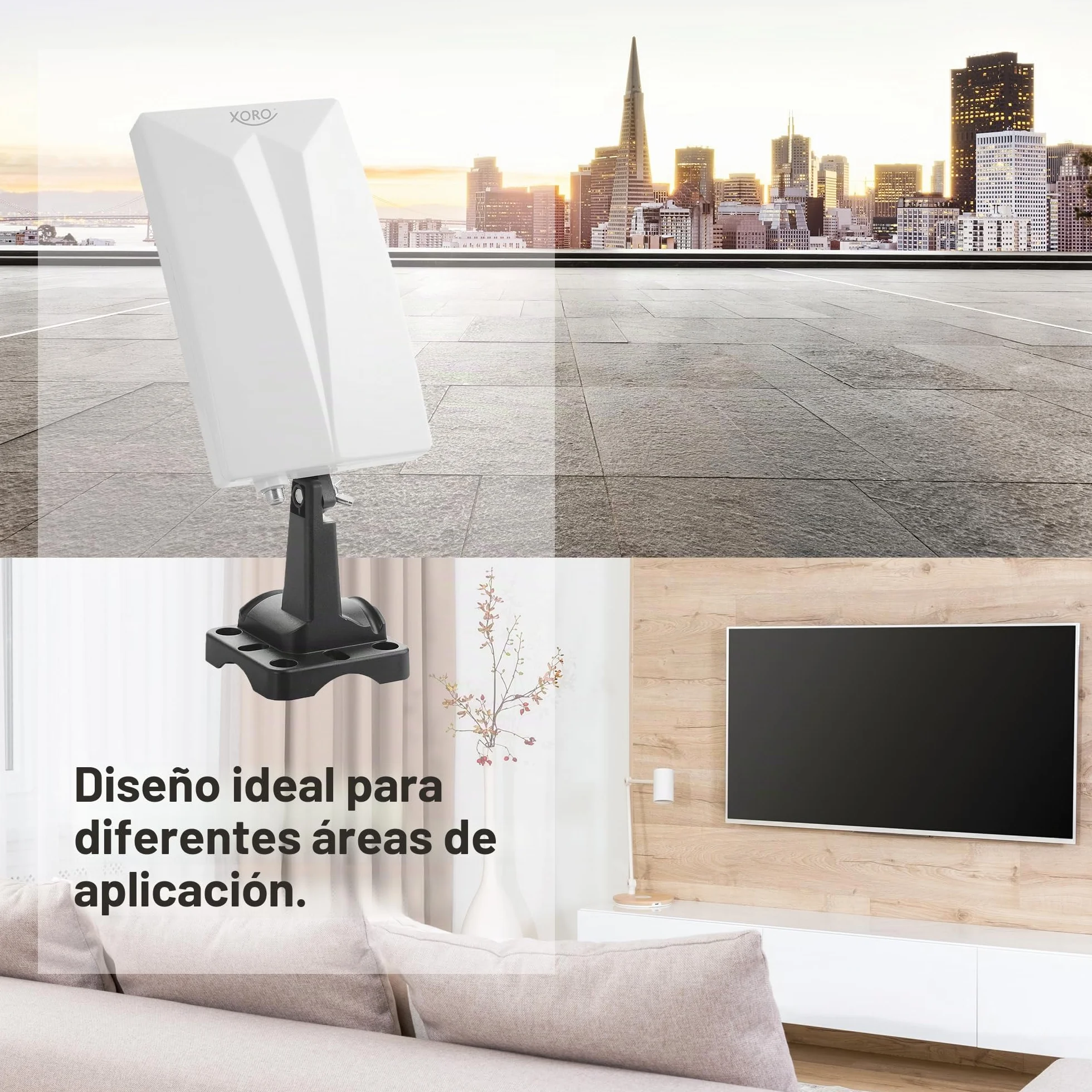 Xoro Han 600 DVB-T Patch Cable T2 Antena activa con filtro Kombo con amplificador incorporado (reducción de ruido LTE, 3,5 m, interior y exterior) blanco