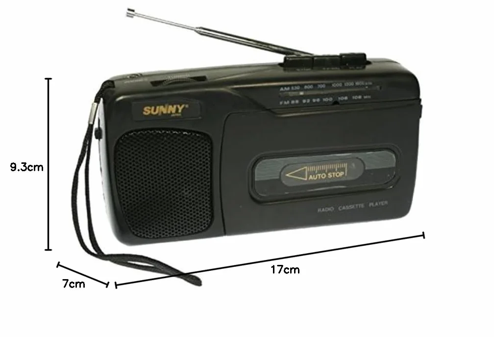 SUNNY 8018 - Radio Cassette portátil con Altavoz Incorporado (17 x 9,3 x 7 cm)
