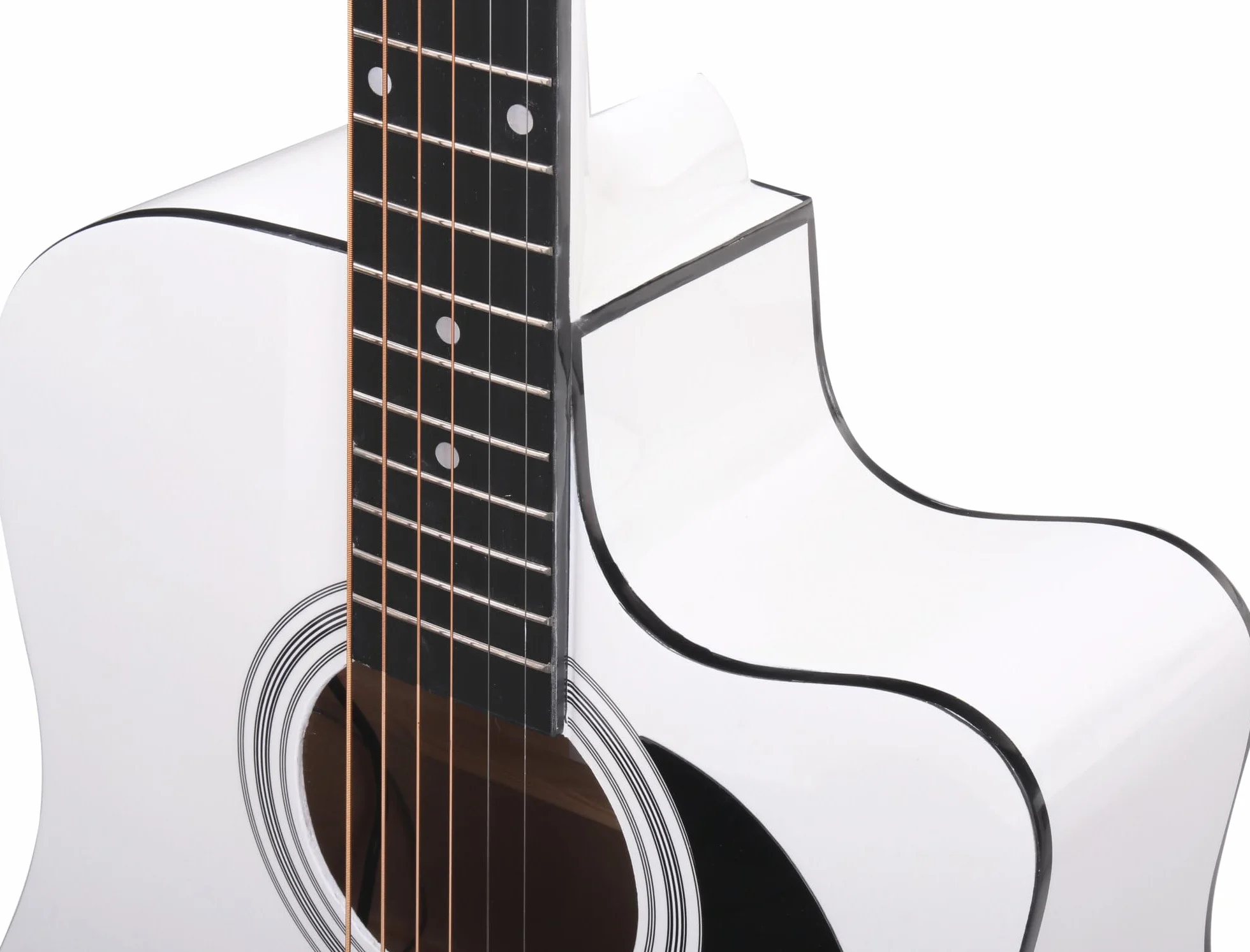Classic Cantabile WS-10WH-CE Guitarra Western con pickup (acústica y amplificada, dreadnought, cutaway, EQ de 3 bandas + Presence, afinador con LCD, salidas XLR y jack) blanco brillo