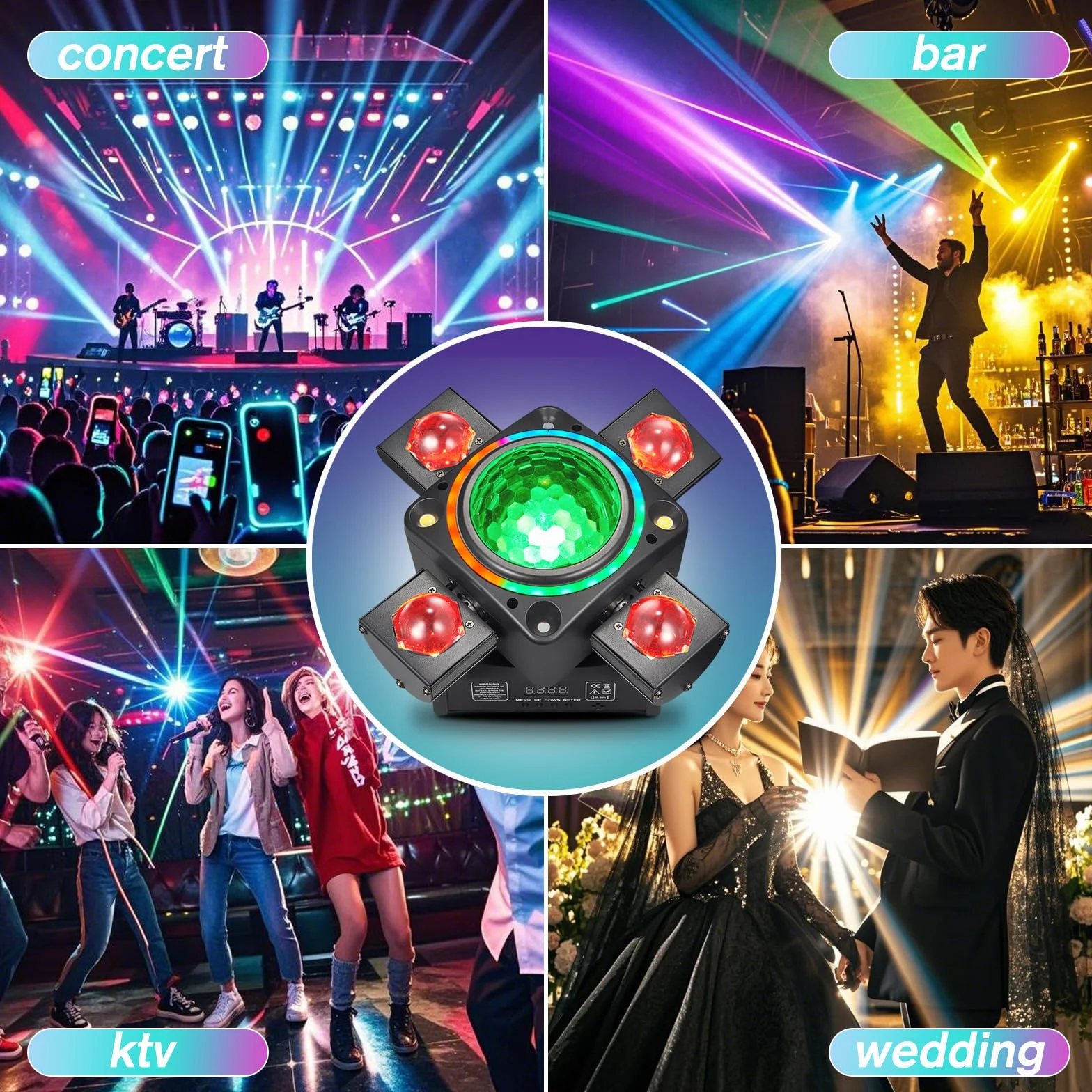 Luz de discoteca XJG-102, proyector LED RGB controlado por música, efecto DMX, para KTV, fiestas, eventos familiares, bodas, cumpleaños, Halloween