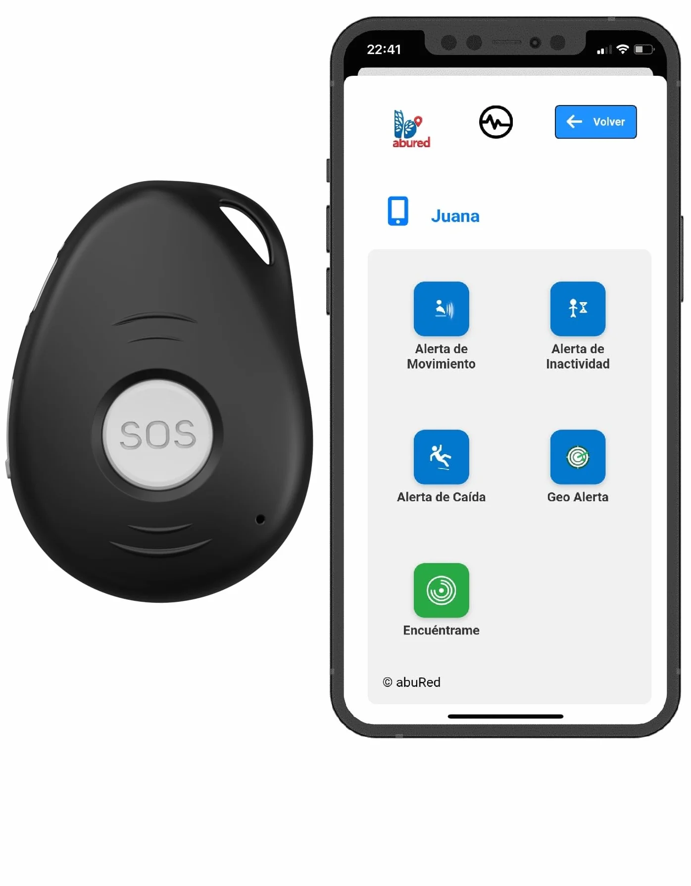 Localizador GPS Personas Mayores 4G Botón SOS Emergencia Detector de Caída Teléfono APP Español Colgante 72h Batería Family Care ELE2