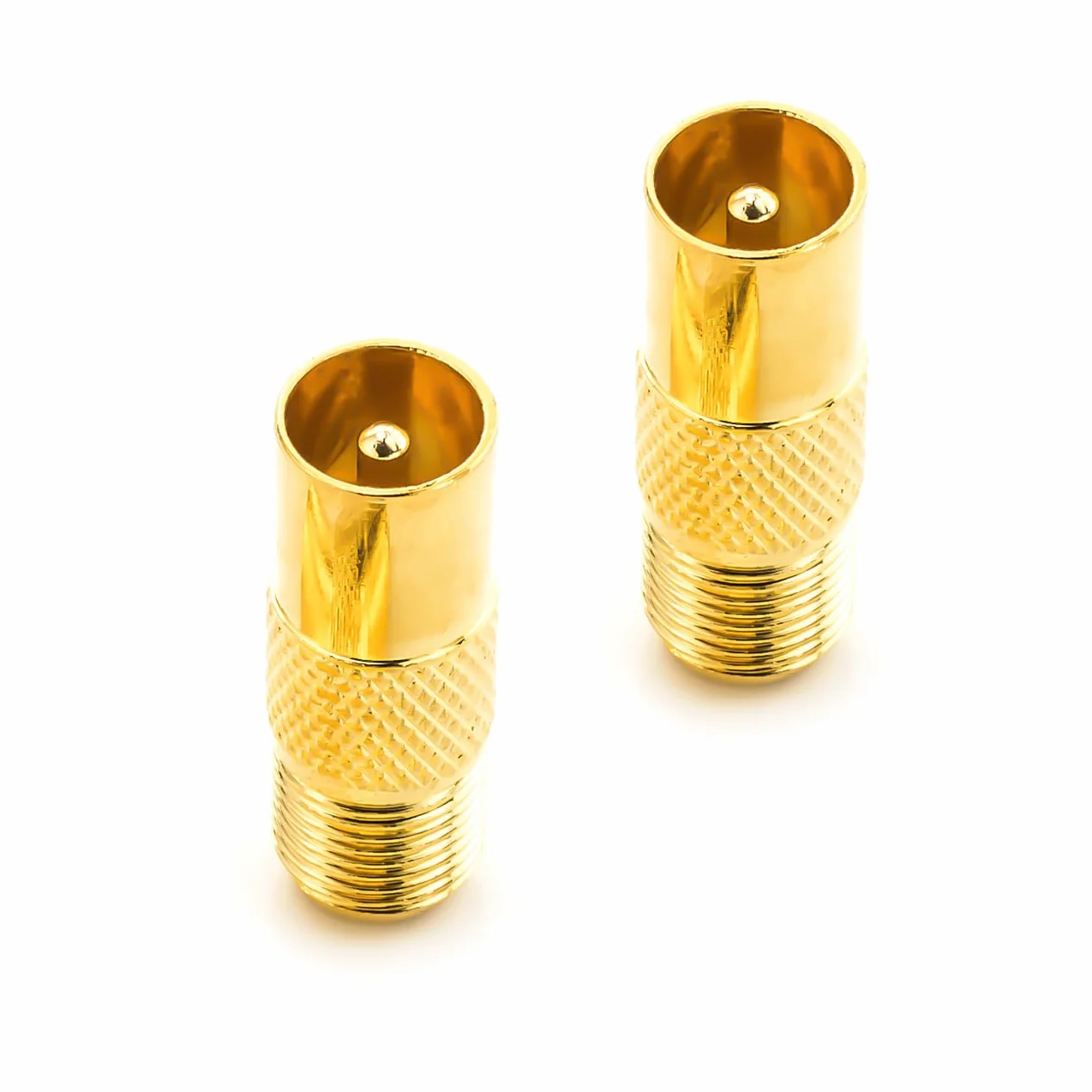 deleyCON 2x Antenna SAT Adattatore Cavo Coassiale per TV Plug Adapter - F Femmina a IEC Connettore Accoppiatore Maschio Cavo Coassiale Placcato Oro