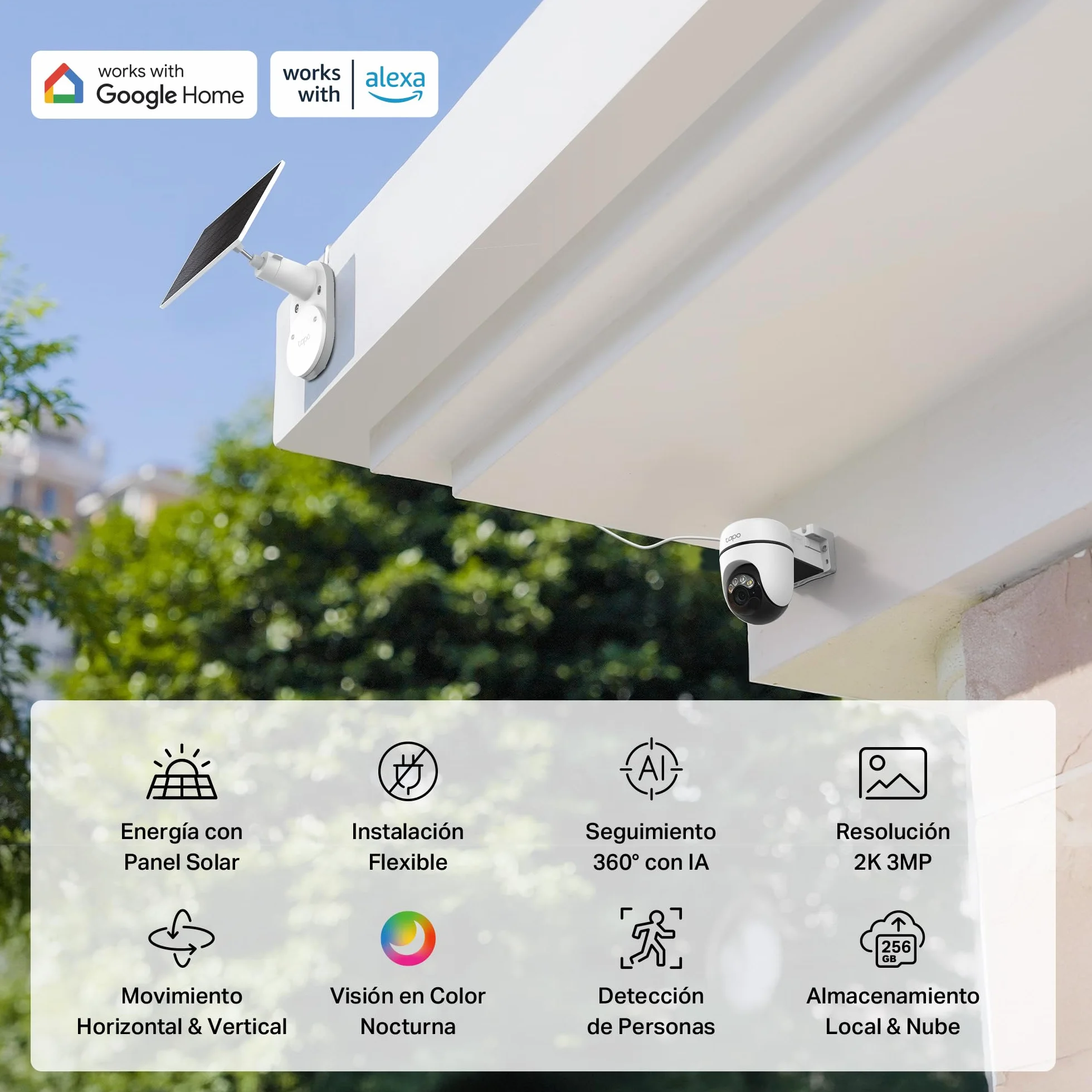 Tapo C610 Kit – Outdoor WiFi Surveillance Camera 2K 3MP with Solar Panel, 360° PTZ, 6700mAh Battery, Human Detection, Color Night Vision, AI Tracking, IP65 Wireless