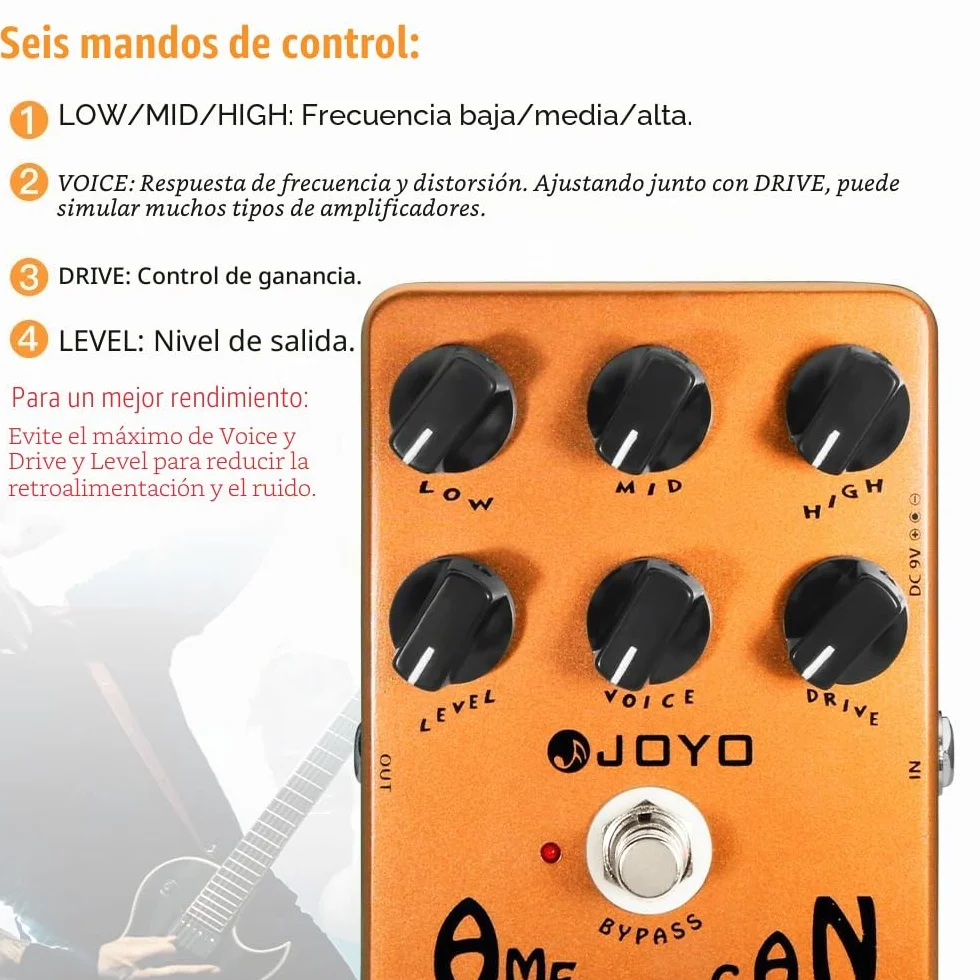 JOYO American Pedal de efecto de sonido funciona de limpio a impulsado y simula amplificadores para reproducir el sonido de 57 amplificador de lujo (JF14)