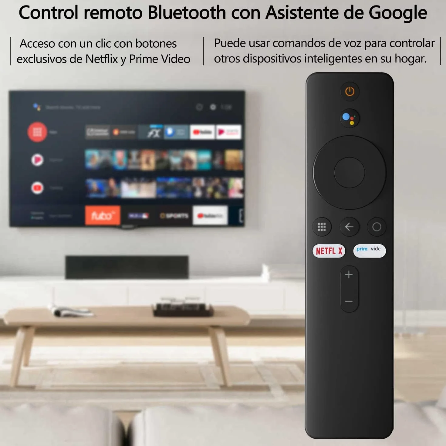 FOXRMT Mando para Xiaomi Mi TV Stick/Mi Box S 4K Bluetooth Control por Voz Asistente Google