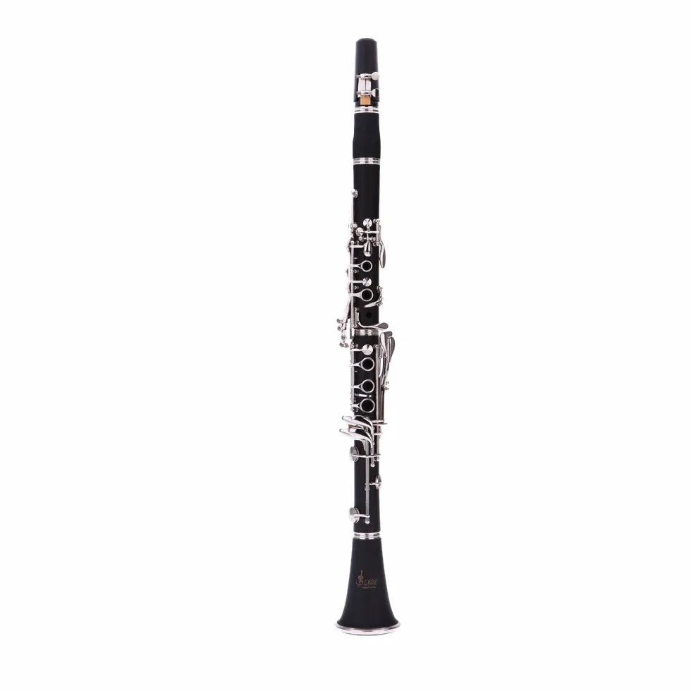 Andoer® Clarinete Baquelita 17 B ♭ Key Flat Soprano Niquelado Exquisito con Cork Grease Trapo de Limpieza Guantes 10 Cañas Destornillador Instrumentos de Viento de Madera