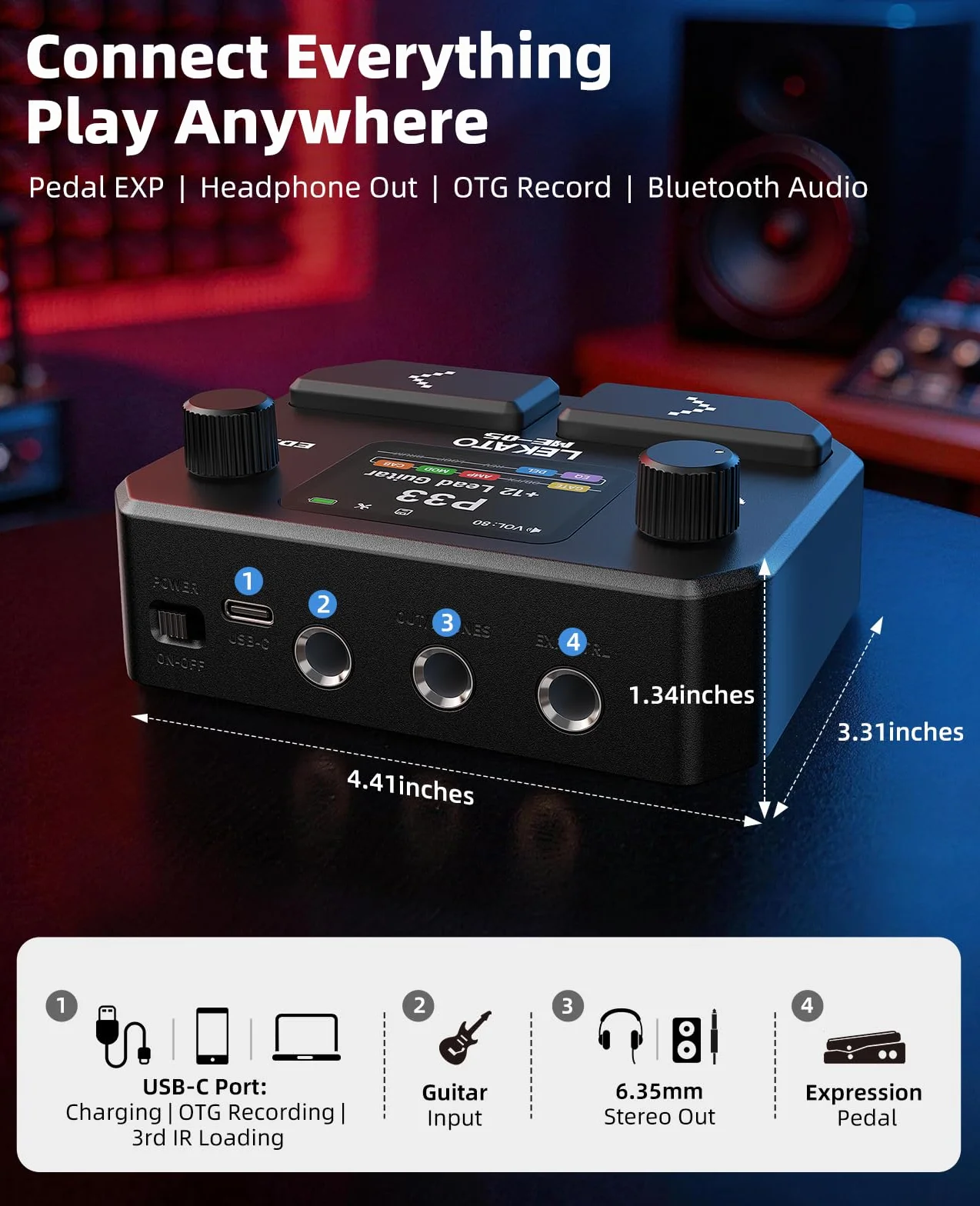 LEKATO Pedal Multiefectos Negro