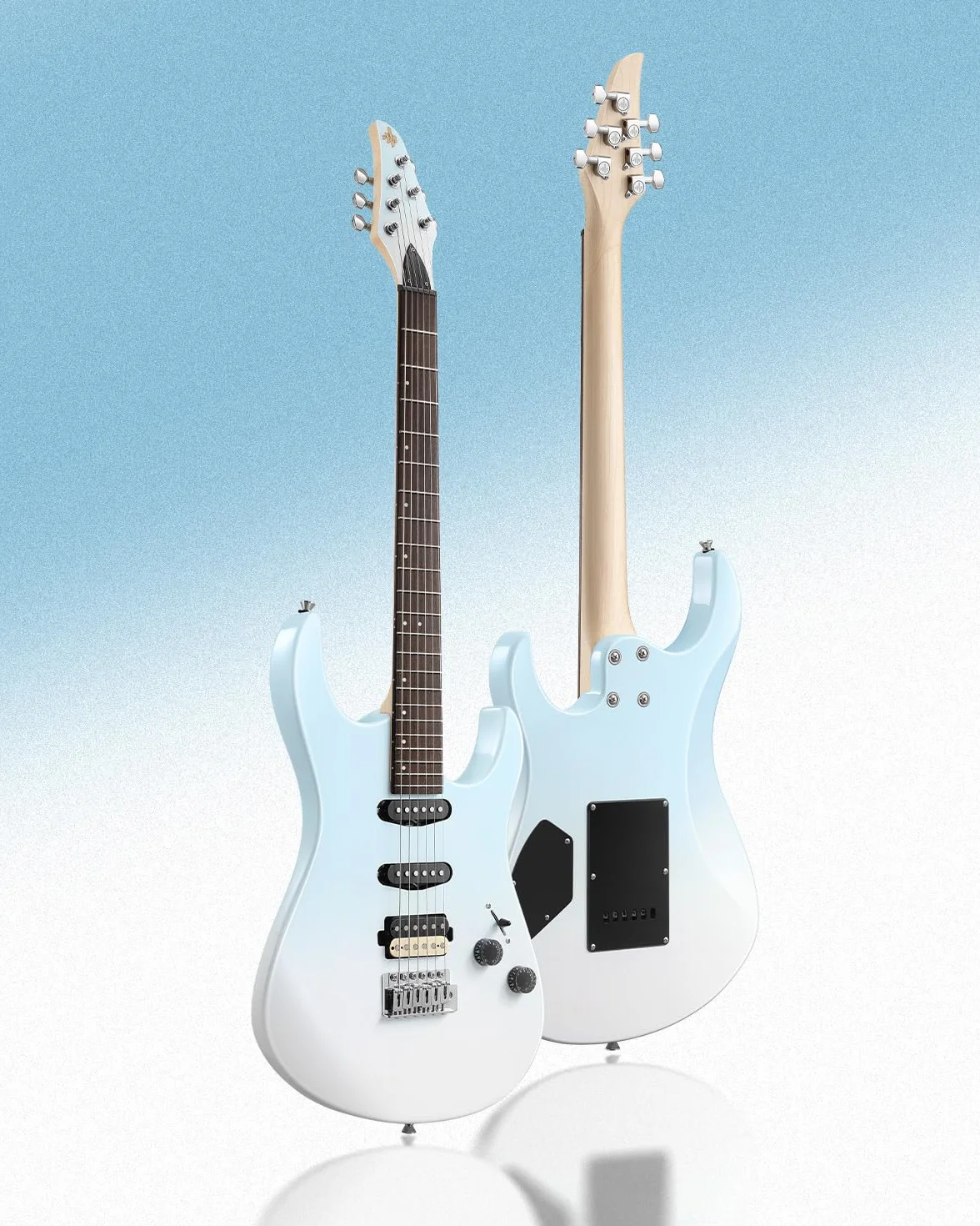 Donner DMT-66 39 Inch Guitarra Eléctrica de Tamaño Completo para Principiantes, Kit de Guitarra Eléctrica con Funda Azul Degradado