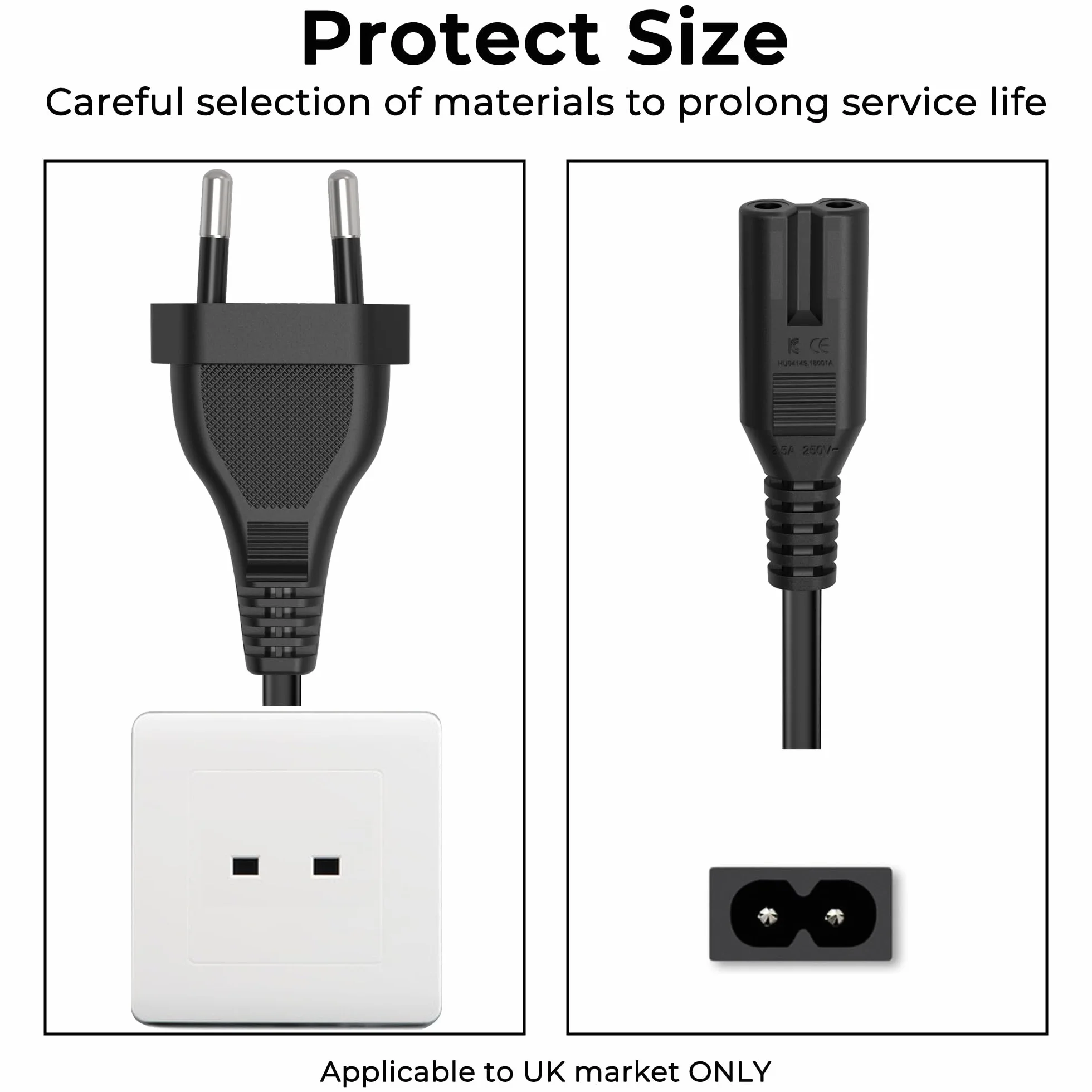 Meliya Cable de Alimentación Euro Conector en Zócalo Cable C7 Euro 8 Cable para Pequeños Electrodomésticos TV,DVD,Monitor,PS5/ PS4/ PS3/ Xbox Series X/S(2M)