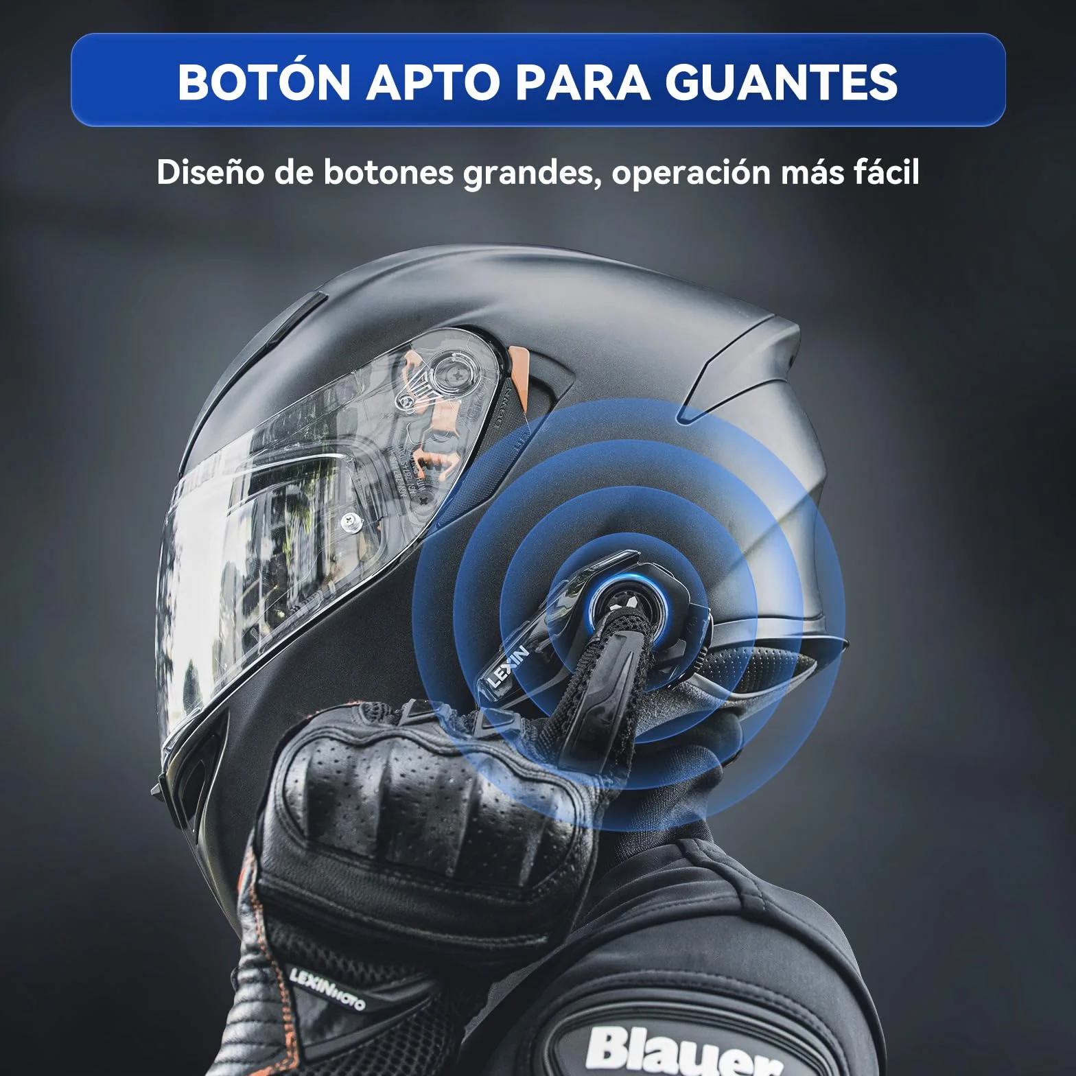 LEXIN G2P Intercomunicador Casco Moto Bluetooth 6 Vías, Sistema Comunicación con 4 Cubiertas Reemplazables