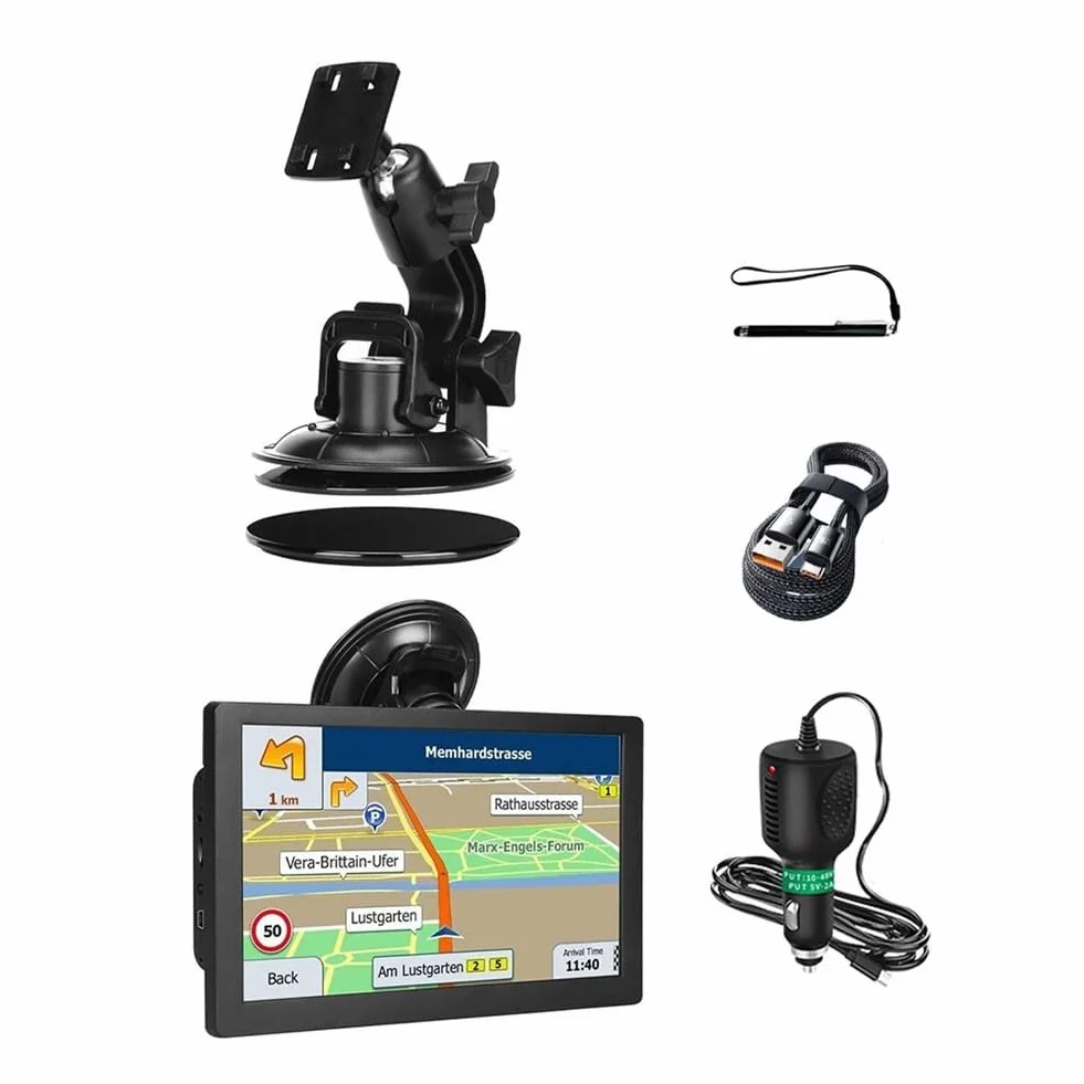 GPS Navigator 2025 9 pulgadas para camión mapas sin conexión Europa 12 canales guía de voz FM asistencia carril