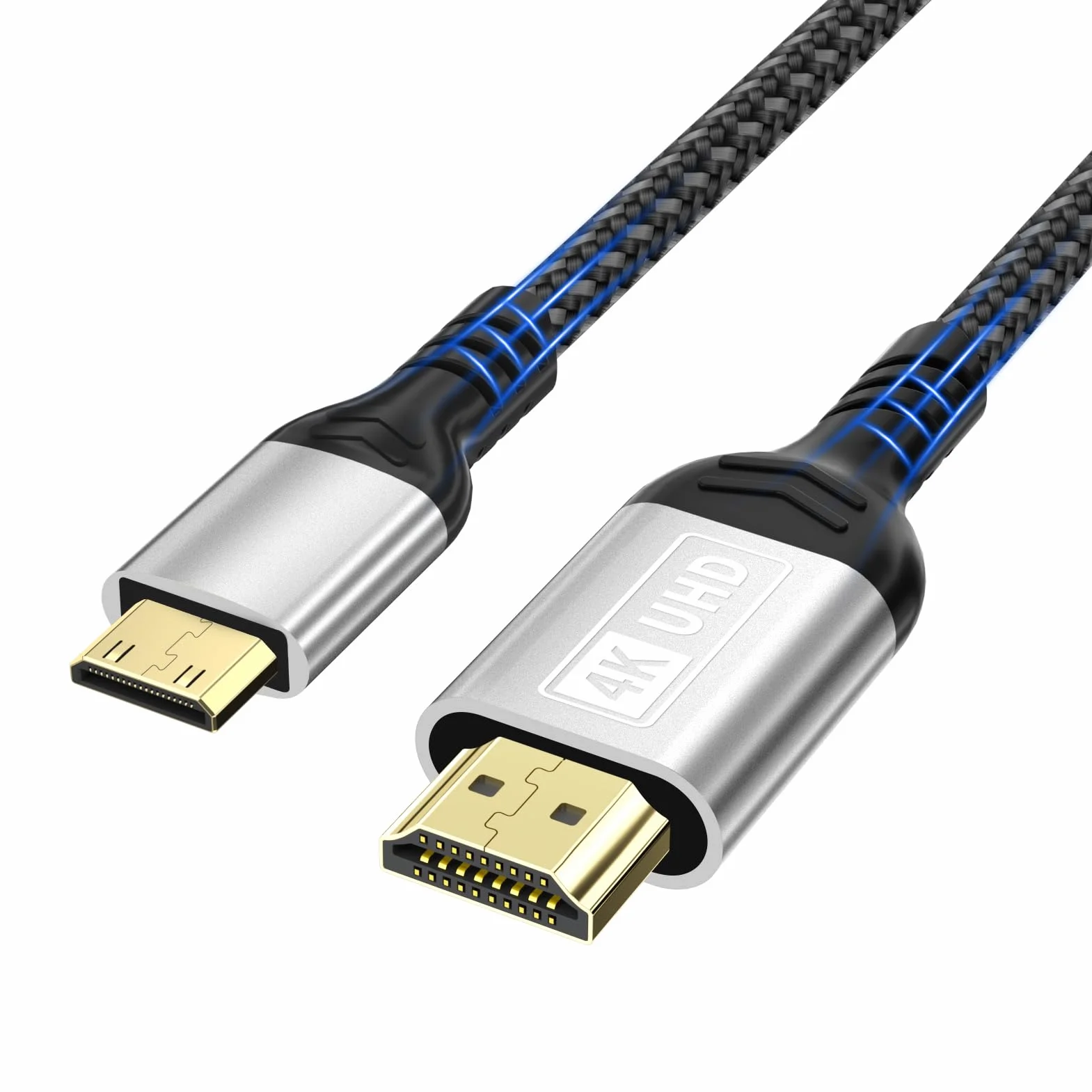 Cable Mini HDMI a HDMI 1M, 4K@60Hz Cable HDMI Mini,Cable HDMI a Mini HDMI Soporta UHD 3D HDR ARC,Compatible con Raspberry Pi Zero Canon Nikon Cámaras Tableta Proyector