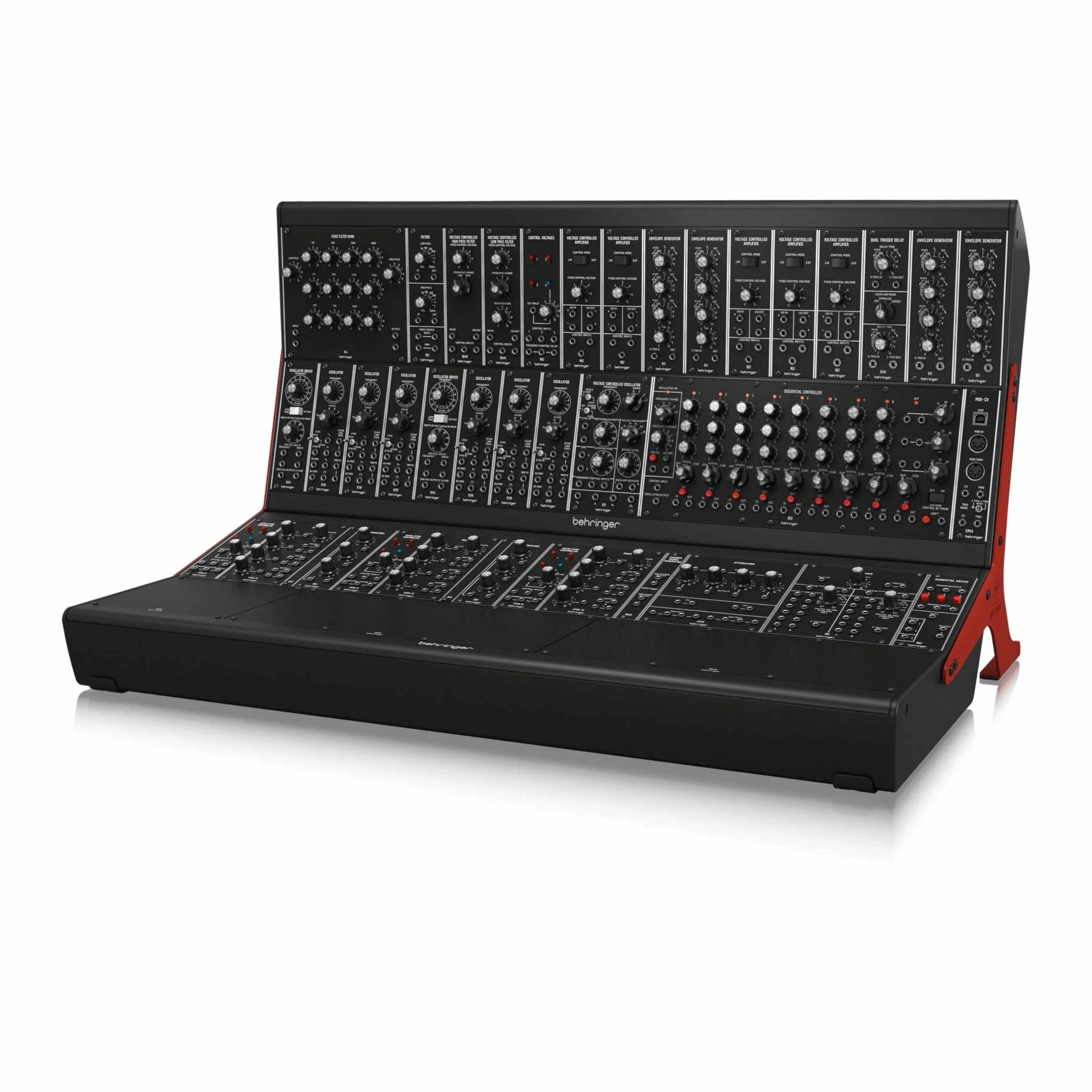 Behringer SYSTEM 55 Sintetizador modular completo "System 55" con 38 módulos, convertidor de MIDI a CV y ​​2 estuches EURORACK GO