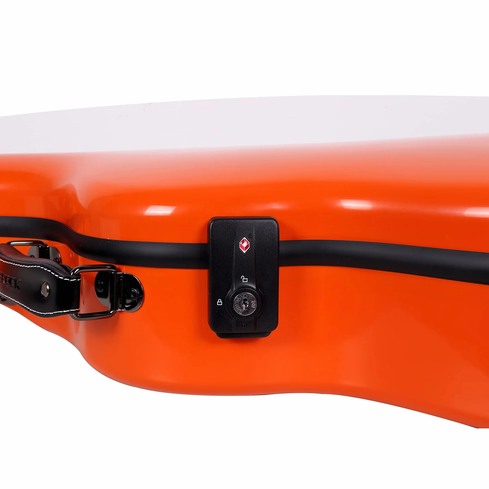 Crossrock Funda para Guitarra clásica de Fibra de Vidrio para Cuerda de Nailon 4/4, Carcasa Naranja Brillante, Cerradura TSA, Interior de Terciopelo Azul, Funda Moldeada Ligera para Viajes, Orange