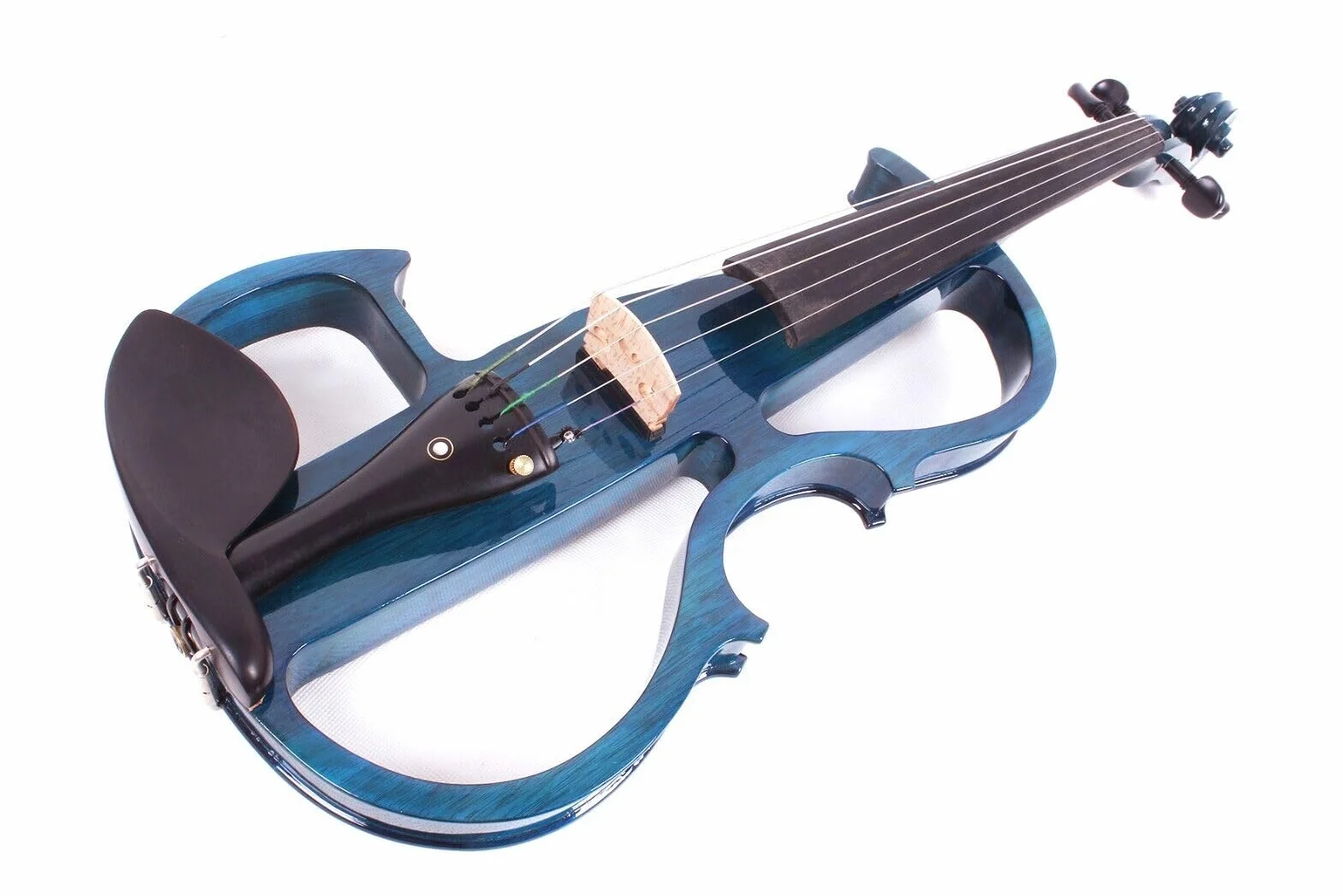 Viola eléctrica de 5 cuerdas de 16 pulgadas de madera maciza con accesorios de ébano, funda de transporte y accesorios incluidos para profesionales, principiantes y estudiantes (azul, 5
