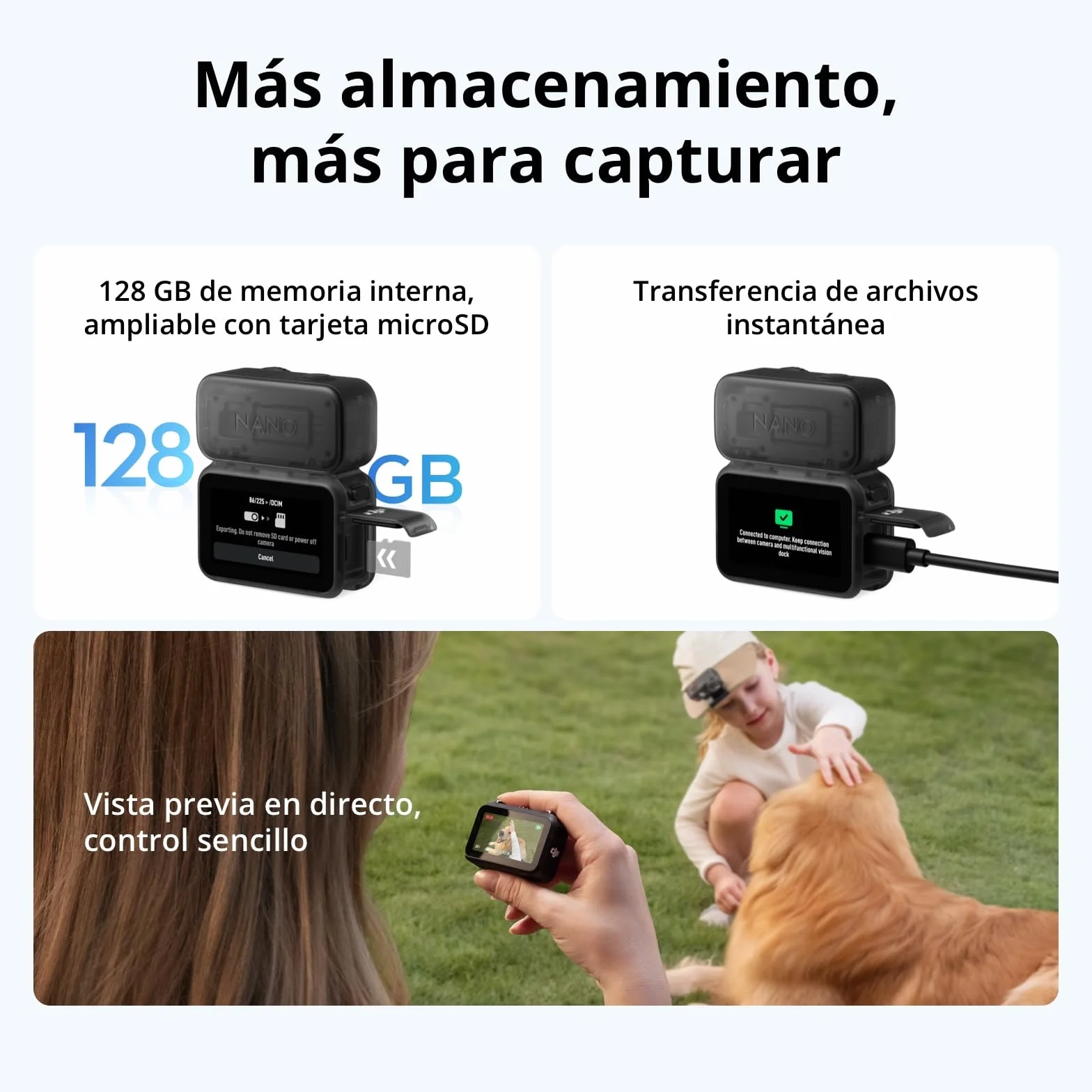 DJI Osmo Nano 128 GB Cámara 4K Vlogging Sensor 1/1.3 Pulgadas 143° Campo Visión Amplio