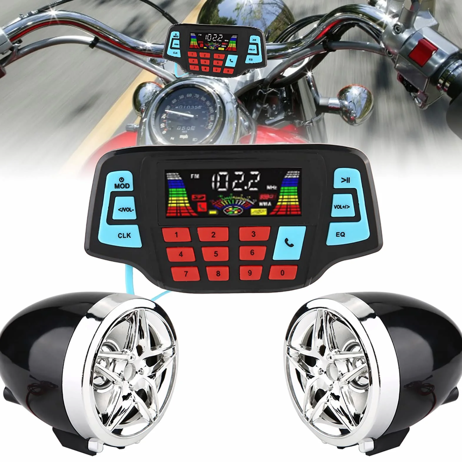 Altavoz Estéreo Impermeable Bluetooth para Motocicleta, Reproductor MP3 con USB