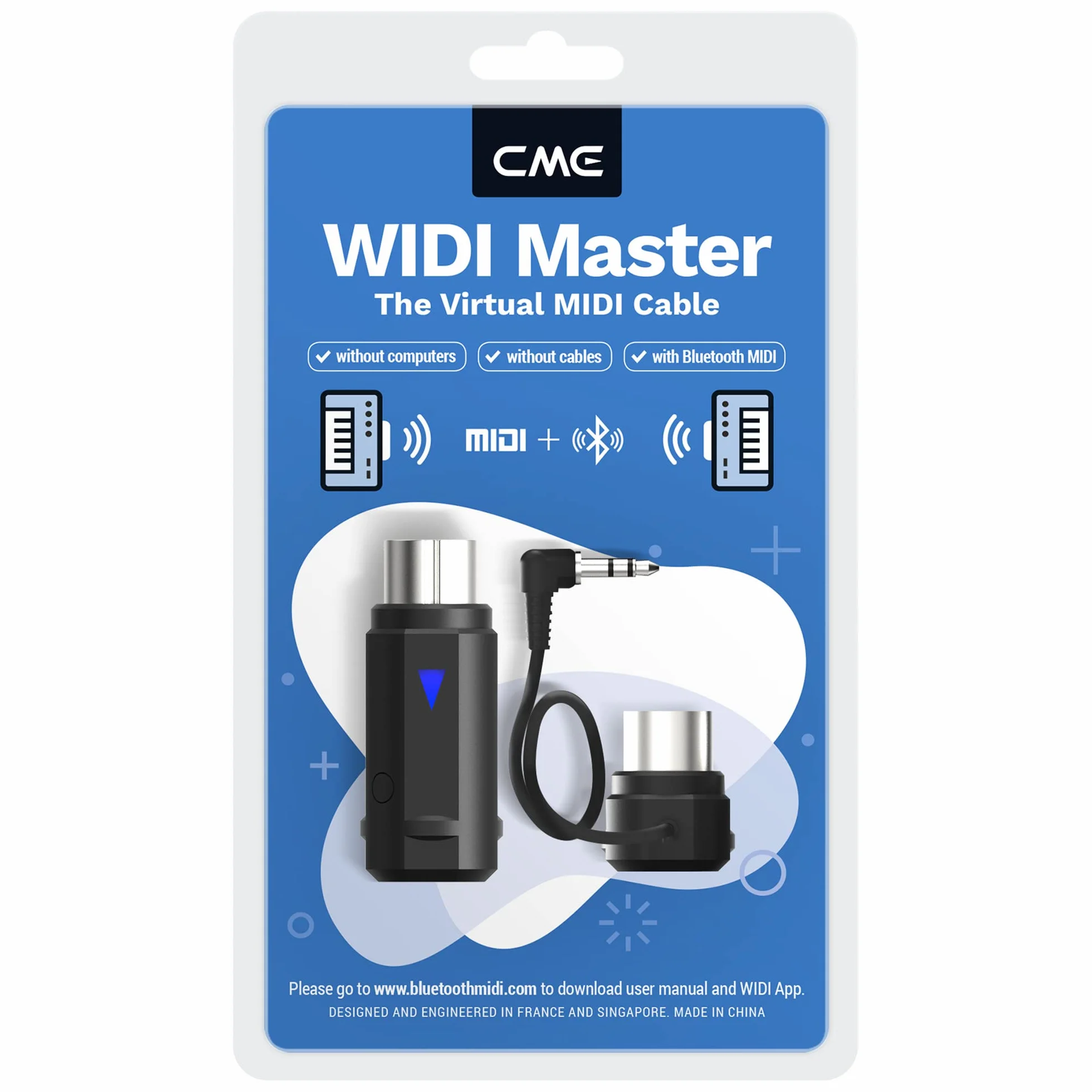 CME WIDI Master – Adaptador Bluetooth MIDI Premium con DIN de 5 Pines, Latencia Ultrabaja de 3 ms, Alimentación Directa por MIDI Out sin Batería | DIN de 5 pines, latencia ultra baja de 3 ms, sin batería, alimentado a través de salida MIDI