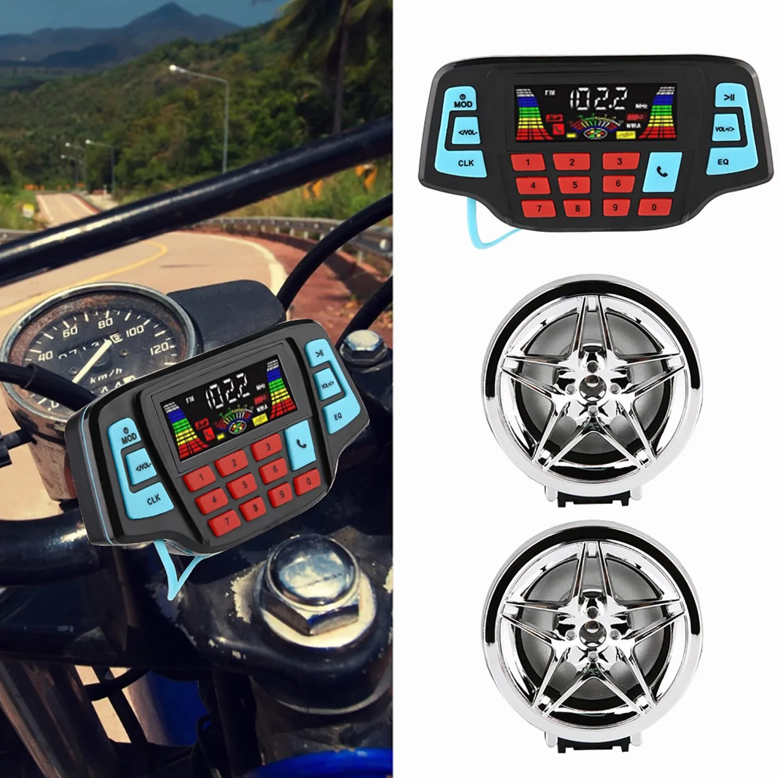 Altavoz Estéreo Impermeable Bluetooth para Motocicleta, Reproductor MP3 con USB