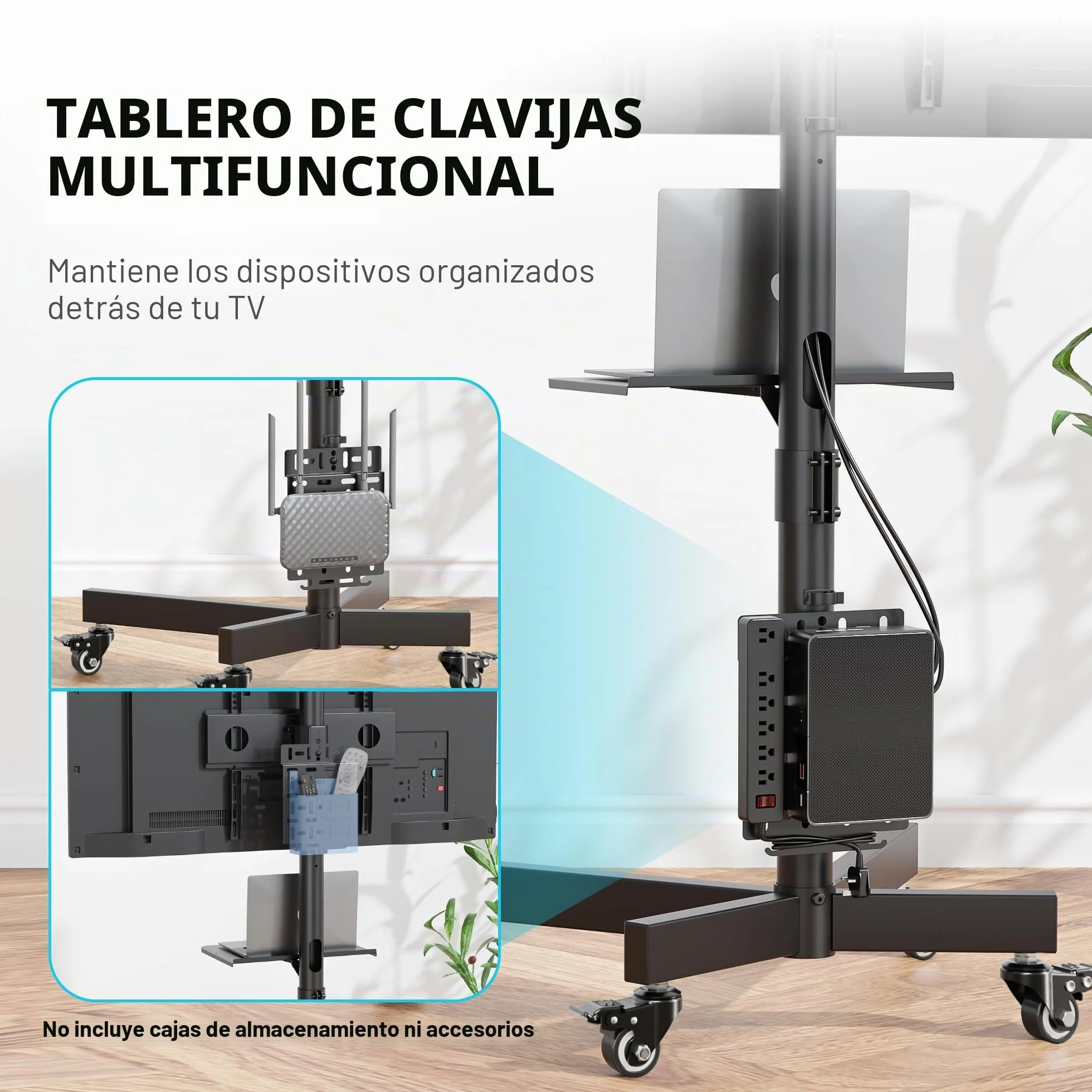 BONTEC Soporte TV de Suelo con Ruedas para Pantallas 23"-60" Carga máx. 40 kg Ajuste de Altura y Ángulo