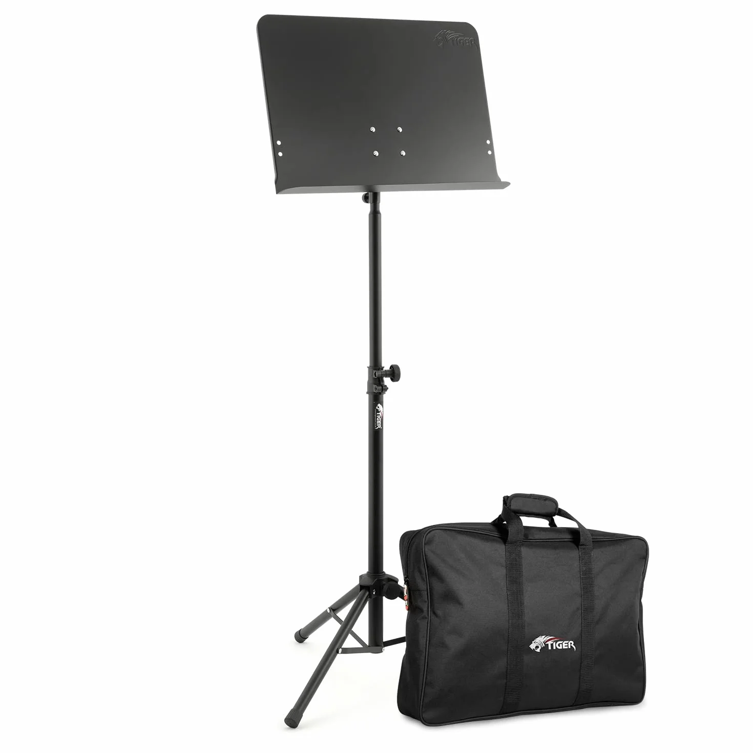 Tiger MUS14-BG Atril Telescópico Orquestal con Funda – Resistente y Ajustable para Músicos