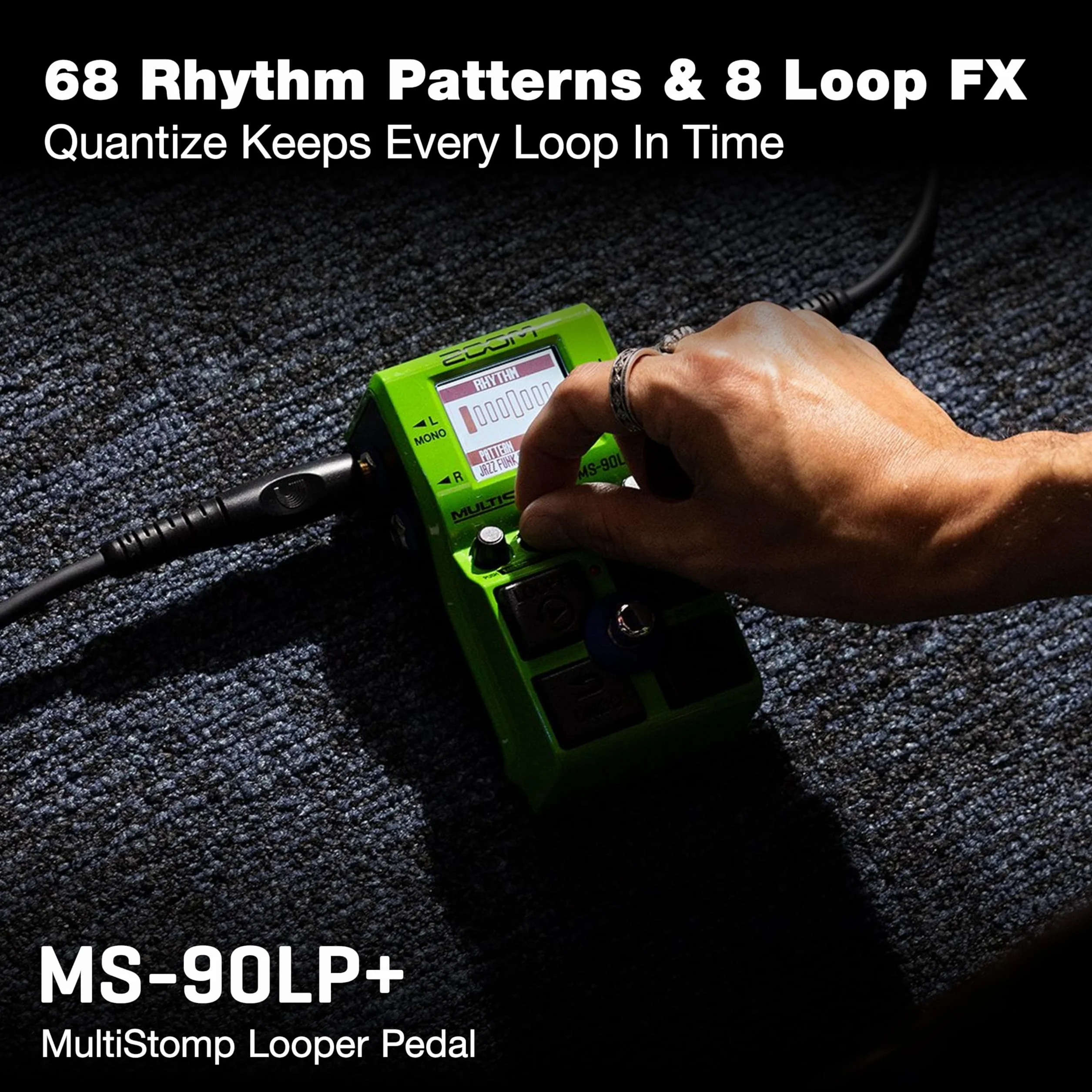 Zoom - MS-90LP+ pedal looper estéreo para guitarra, bajo y teclados - 100 bucles 90 min por bucle máx. 13 horas de grabación 32-bit float capas, efectos y patrones rítmicos, verde