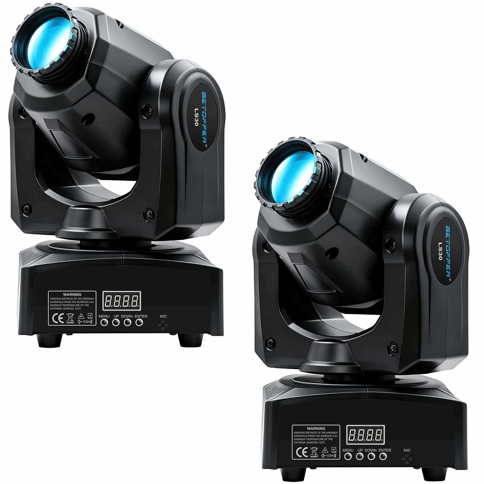 BETOPPER Cabeza Móvil LED RGB, Foco DJ con DMX y Modo Auto/Sonido - Luz Estroboscópica para Escenarios, Bares y Hogar (2P)