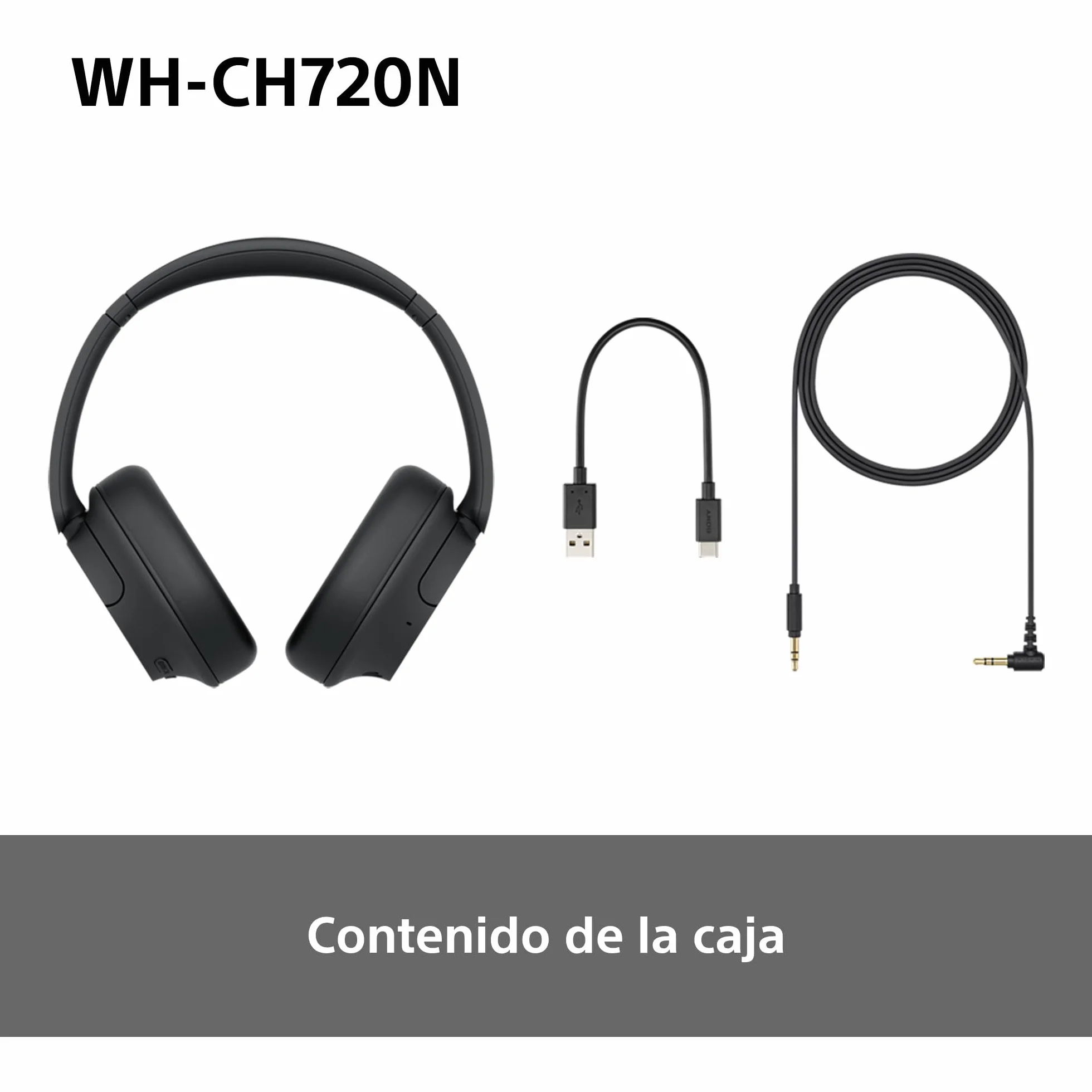 Sony WH-CH720N Auriculares Inalámbricos Bluetooth Noise Cancelling de Diadema, Sonido de , modo Sonido Ambiente, Diseño Ligero, hasta 35 horas de batería, iOS y Android - Negro