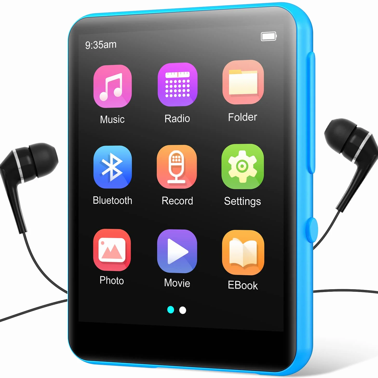 Reproductor MP3 Bluetooth 5.0 64GB HiFi Portátil Pantalla Táctil 2.4" Altavoz HD Radio FM Grabadora