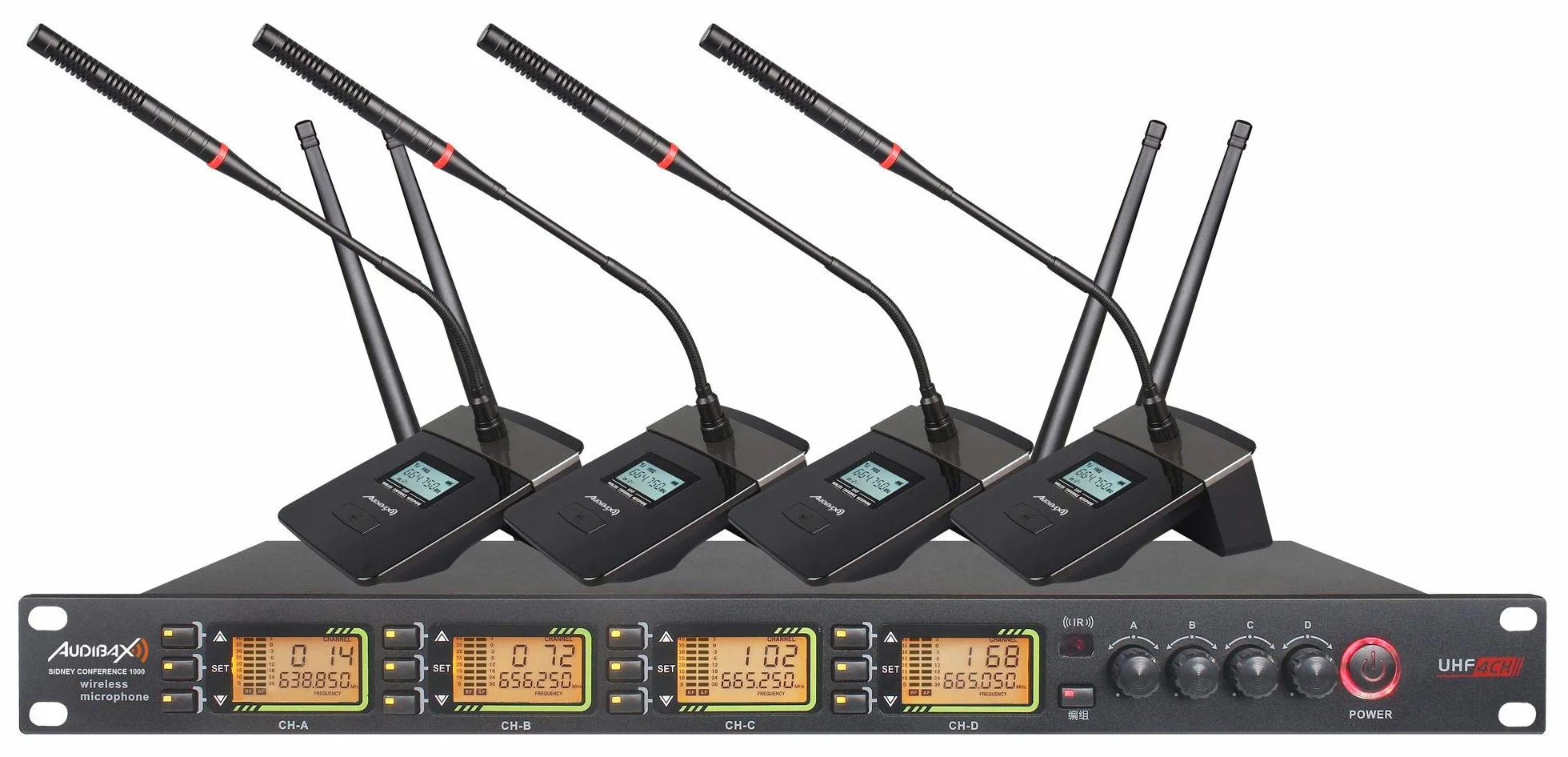 Audibax Sidney Conference 1000 Sistema Inalámbrico de Conferencia 4 Canales UHF