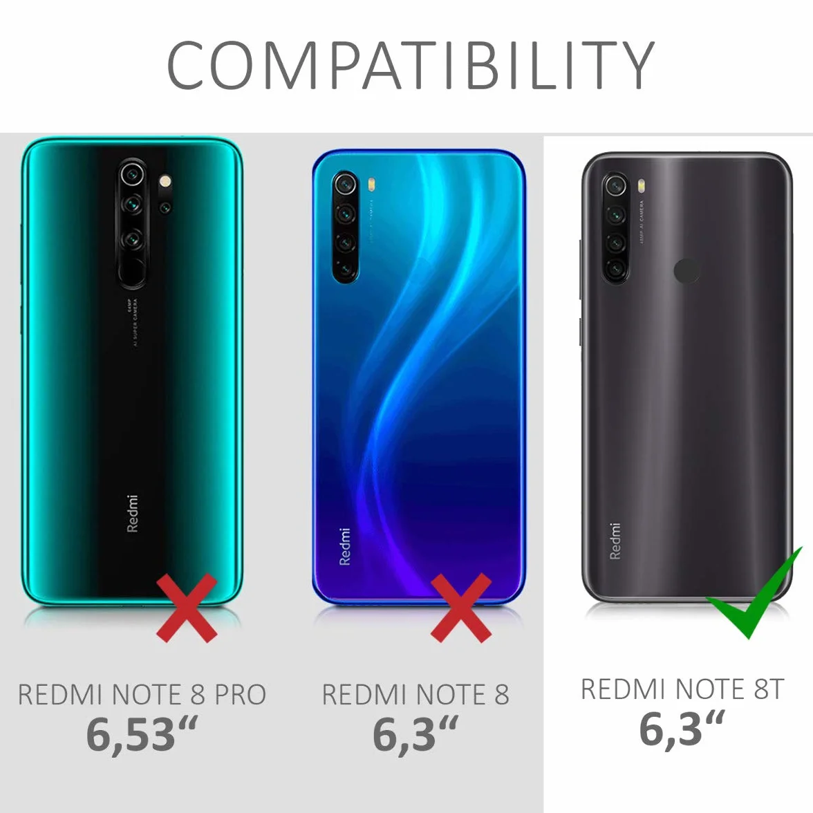 kwmobile Carcasa Compatible con Xiaomi Redmi Note 8T Funda Móvil TPU Blanco/Negro