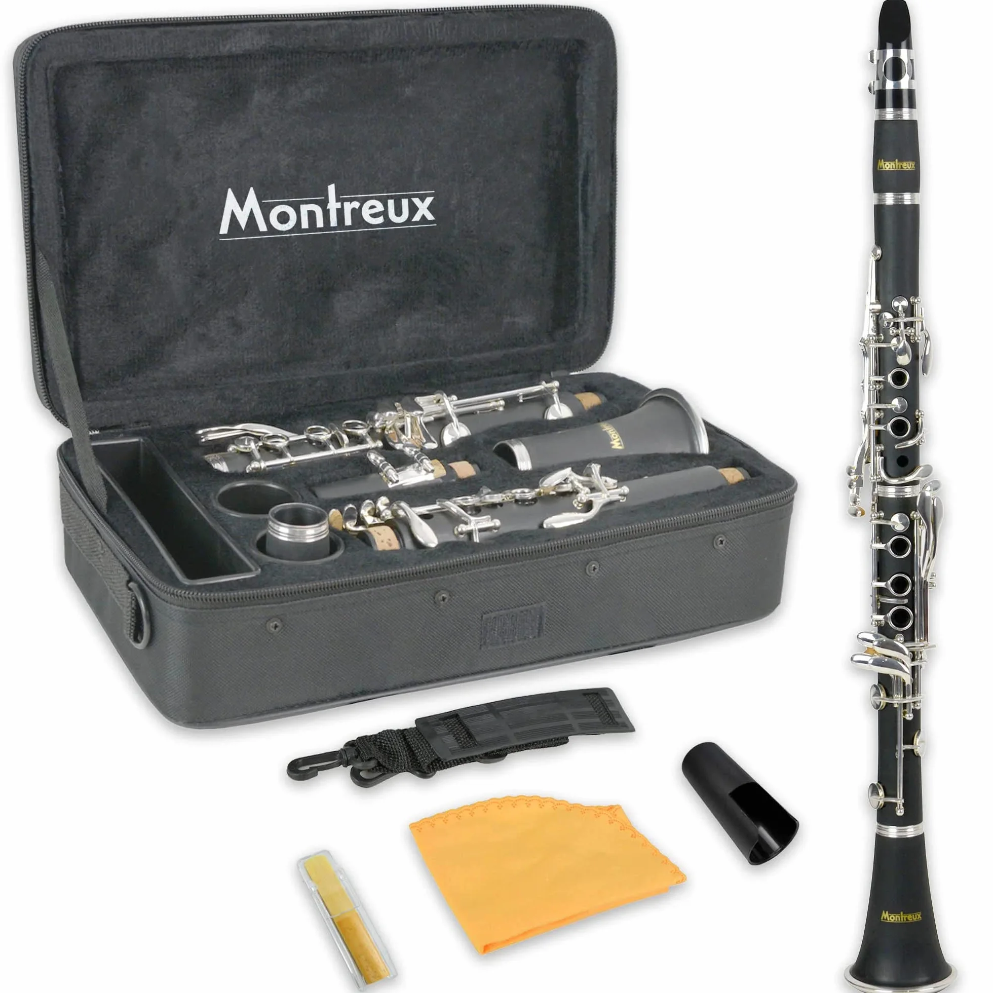 Montreux Student Bb Clarinet Para Principiantes Con Estuche De Transporte Protector Ligero, Boquilla Y Láminas - Resina Abs, 17 Llaves, B Flat