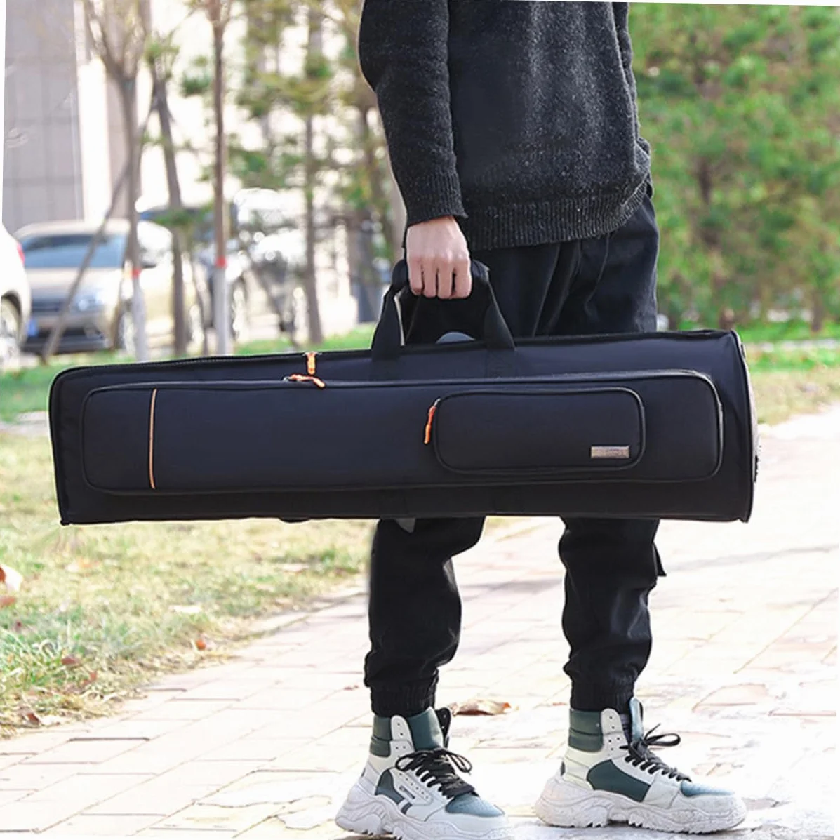 LIFKOME Bolsa de Trombón Tenor Oxford Acolchado de 16 Mm y 2 Bolsillos Delanteros, Bolsa de Transporte para Músicos Profesionales en Conciertos