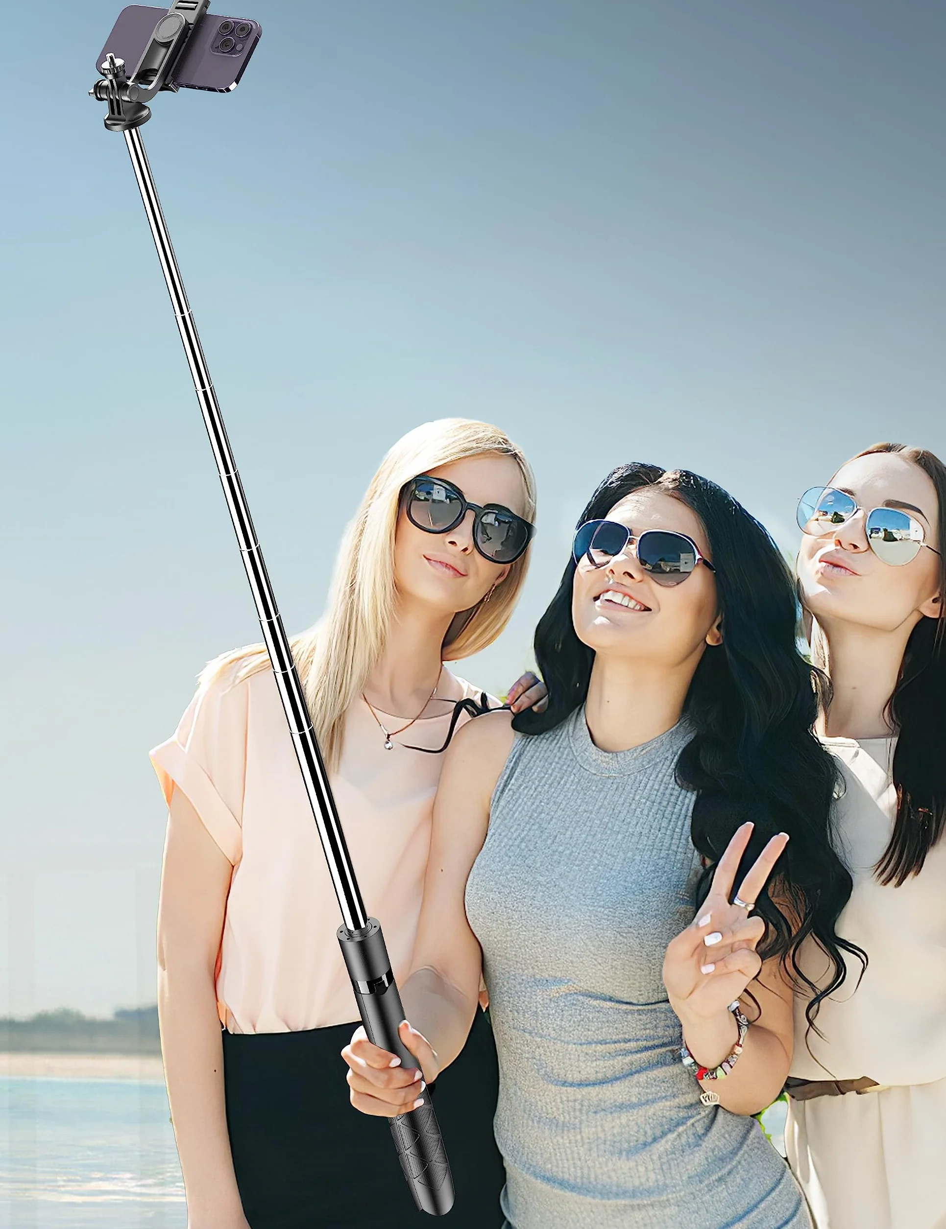 180cm Trípode para Movil, Palo Selfie Tripode con Control Remoto Desmontable para Teléfono Móvil, Soporte de Trípode de Teléfono Compatible con iPhone/Samsung/GoPro/Cámara