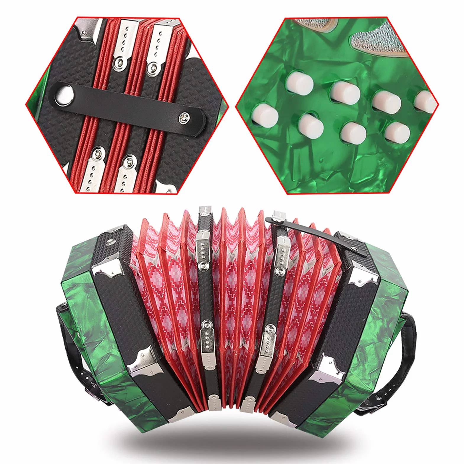 Fácil de aprender a tocar la concertina para el ejercicio de entrenamiento para la práctica del principiante(Green)