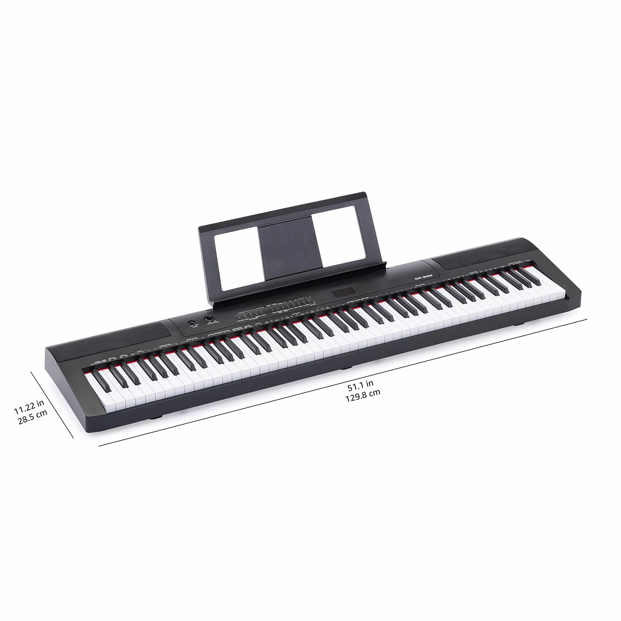 Amazon Basics Piano Digital Portátil de 88 Teclas Semicontrapesadas con Pedal de Sustain, 2 Altavoces, 140 Timbres, 200 Ritmos, 16 Canciones de Demostración, Metrónomo, Modo Lección - Negro