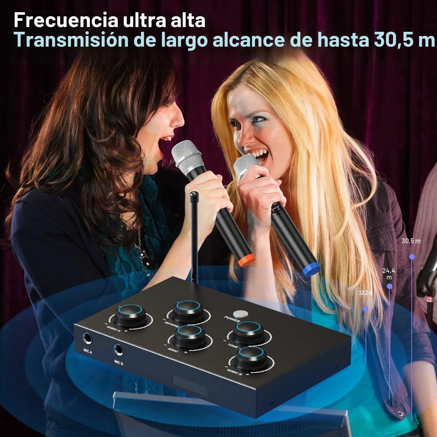 Sistema de micrófono inalámbrico, micrófono de Karaoke UHF, micrófono inalámbrico para Karaoke, Boda, Roadshow, Conferencia, Fiesta, Set de Karaoke Completo con micrófono inalámbrico