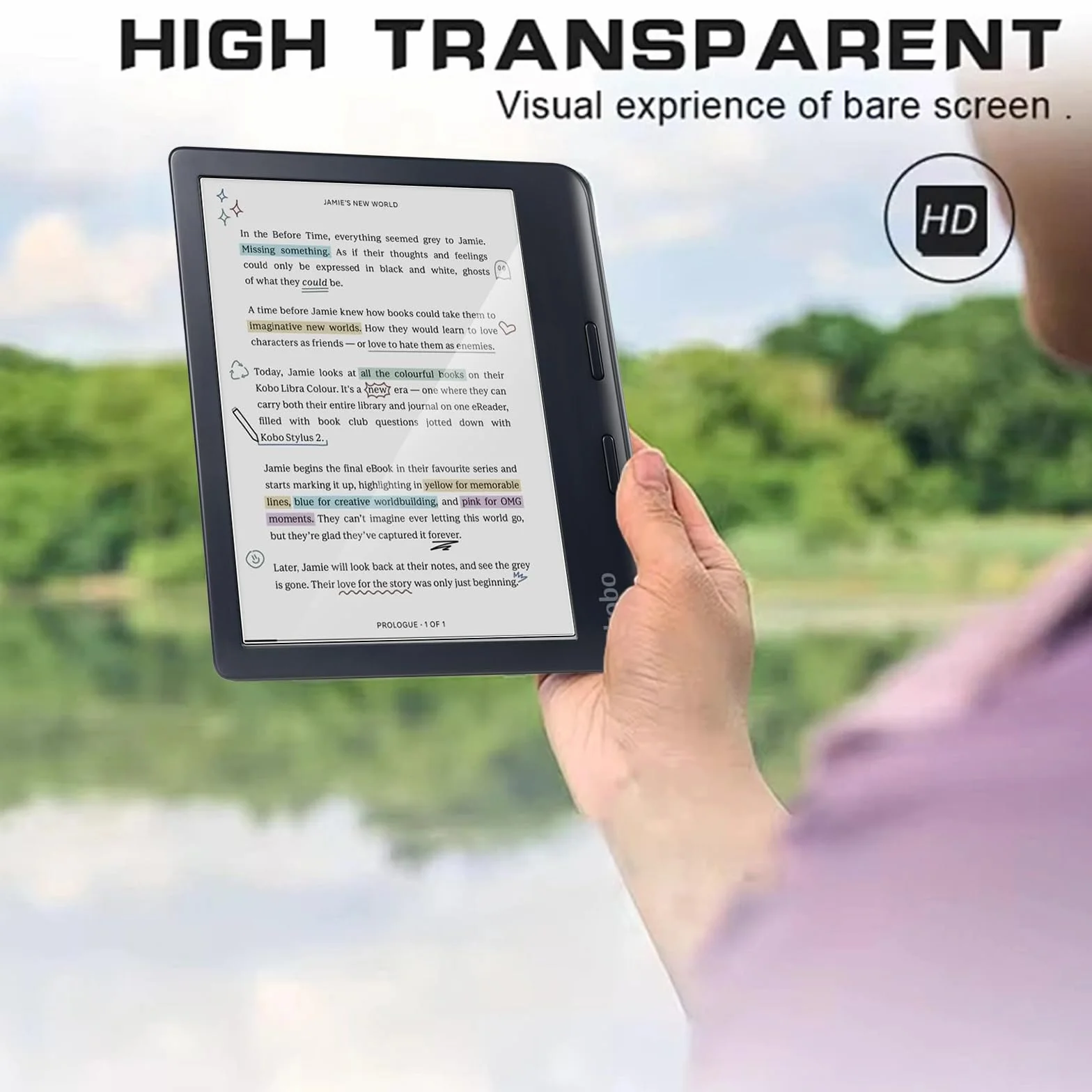 Protector de Pantalla para Kobo Libra Colour, [2 Pack] Cristal Templado Película Anti-arañazos, Alta Dureza HD Transparente Vidrio Templado para Kobo Libra Color