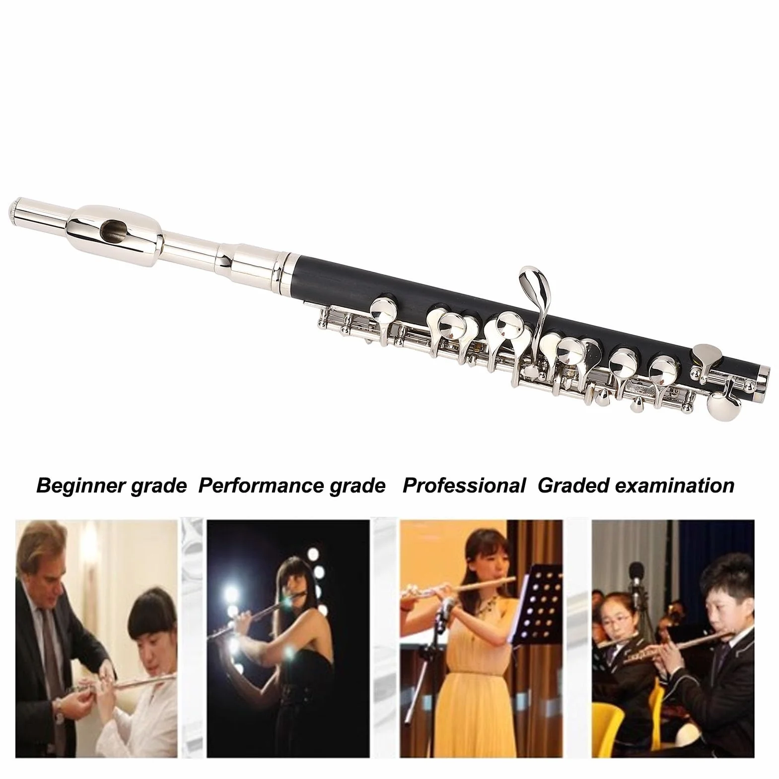Flauta C Piccolo, Flauta C Key Piccolo Instrumento Eastar Piccolo con Kit de Limpieza Estuche de Transporte Varilla de Afinación para Estudiantes Principiantes, Examen de Grado,